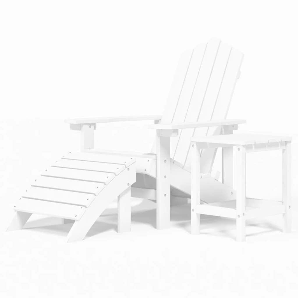 vidaXL Gartenstuhl Adirondack-Gartenstuhl mit Hocker & Tisch HDPE Weiß (1 St)