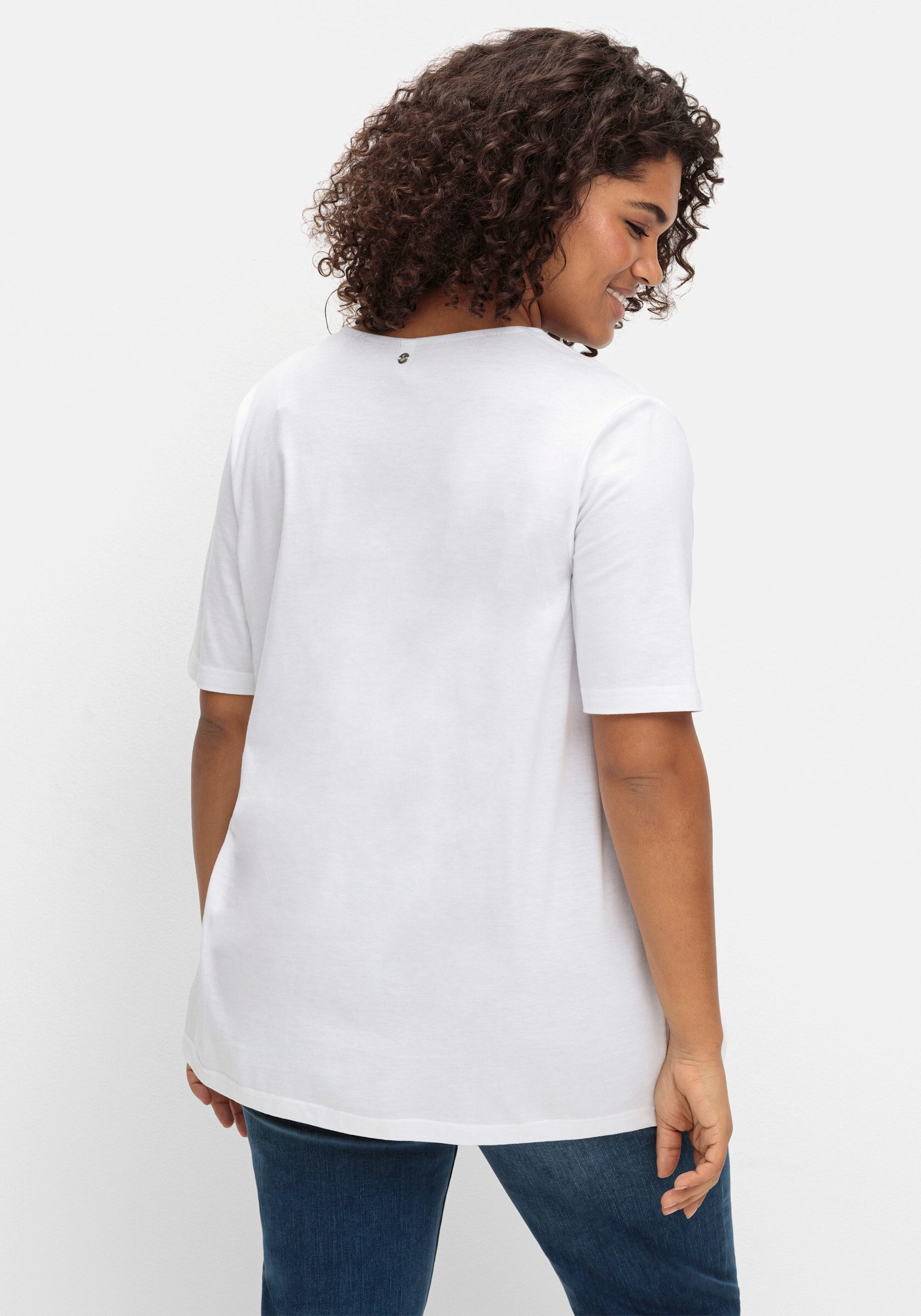 Sheego T-Shirt T-Shirt Kurzarm mit doppellagigem Vorderteil günstig online kaufen