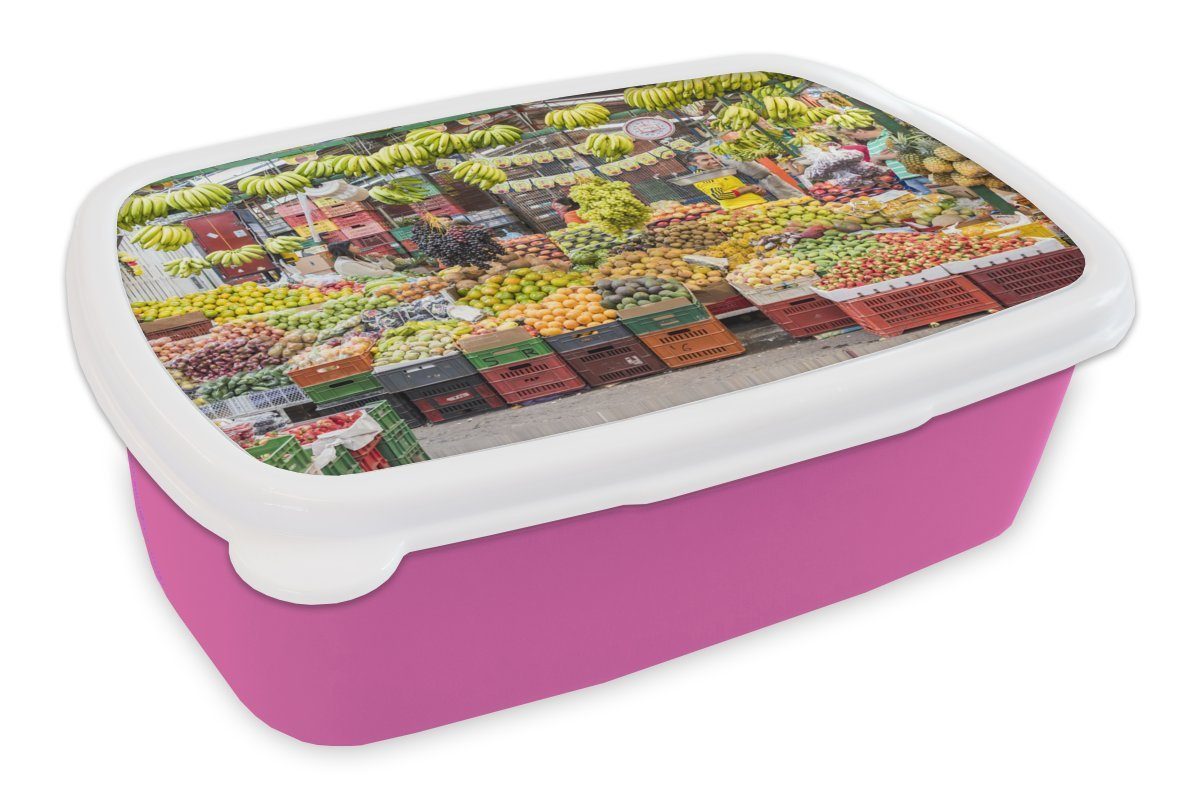 Snackbox, Kunststoff, Gemüse - Erwachsene, - Kiste Mädchen, Kunststoff für Kinder, (2-tlg), - Markt, Lunchbox MuchoWow Brotdose Brotbox rosa Obst