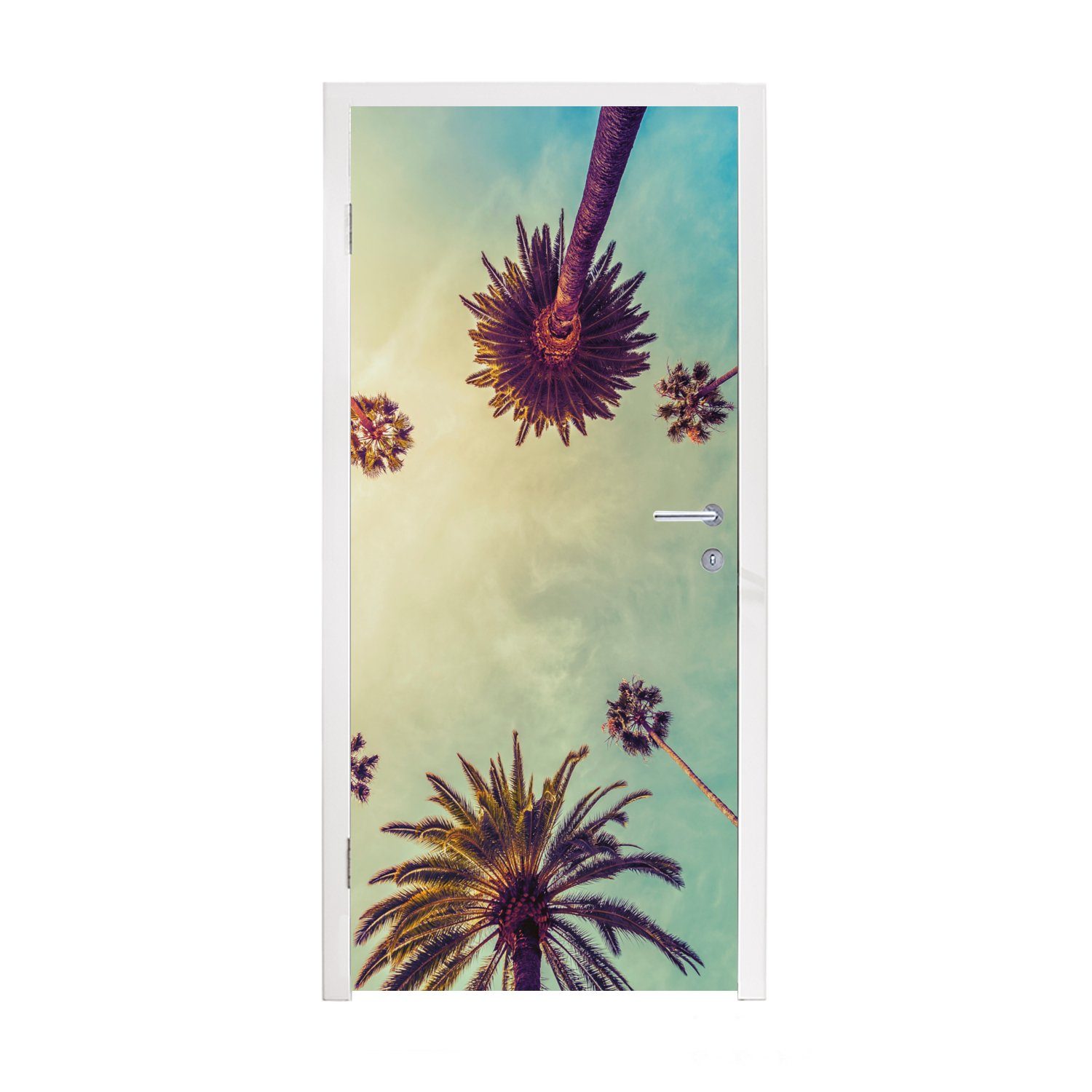 MuchoWow Türtapete Palme - Himmel - Bäume - Sommer - Tropisch, Matt, bedruckt, (1 St), Fototapete für Tür, Türaufkleber, 75x205 cm | Türtapeten