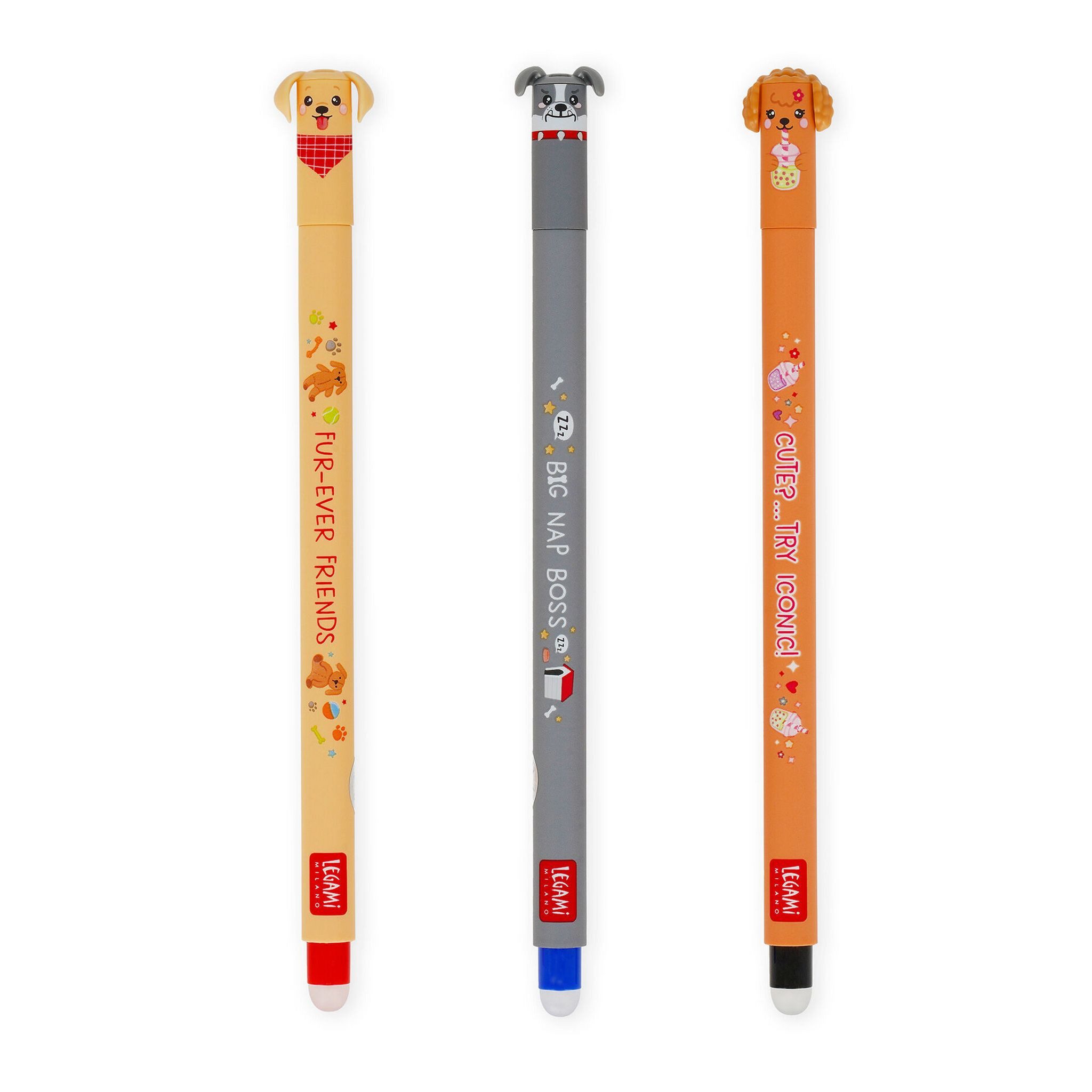 Legami Gelschreiber LEGAMI 3er Set FUR EVER FRIENDS löschbare Gel Stifte Stärke 0,7mm