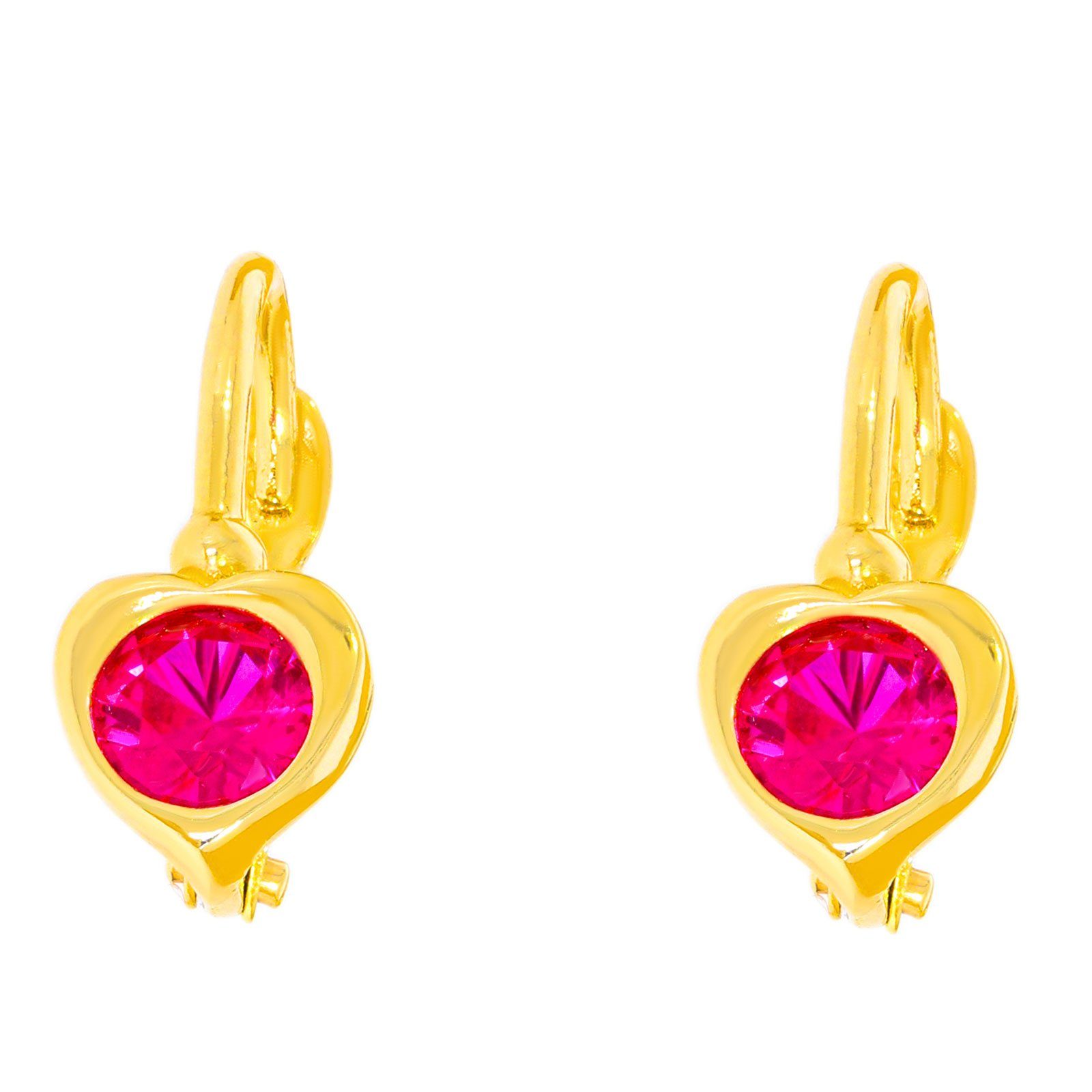 Stella-Jewellery Paar Ohrhänger 585 Gold Kinder Klappbrisur Ohrringe Herz Model 2 (inkl. Etui, Gold Ohrschmuck)