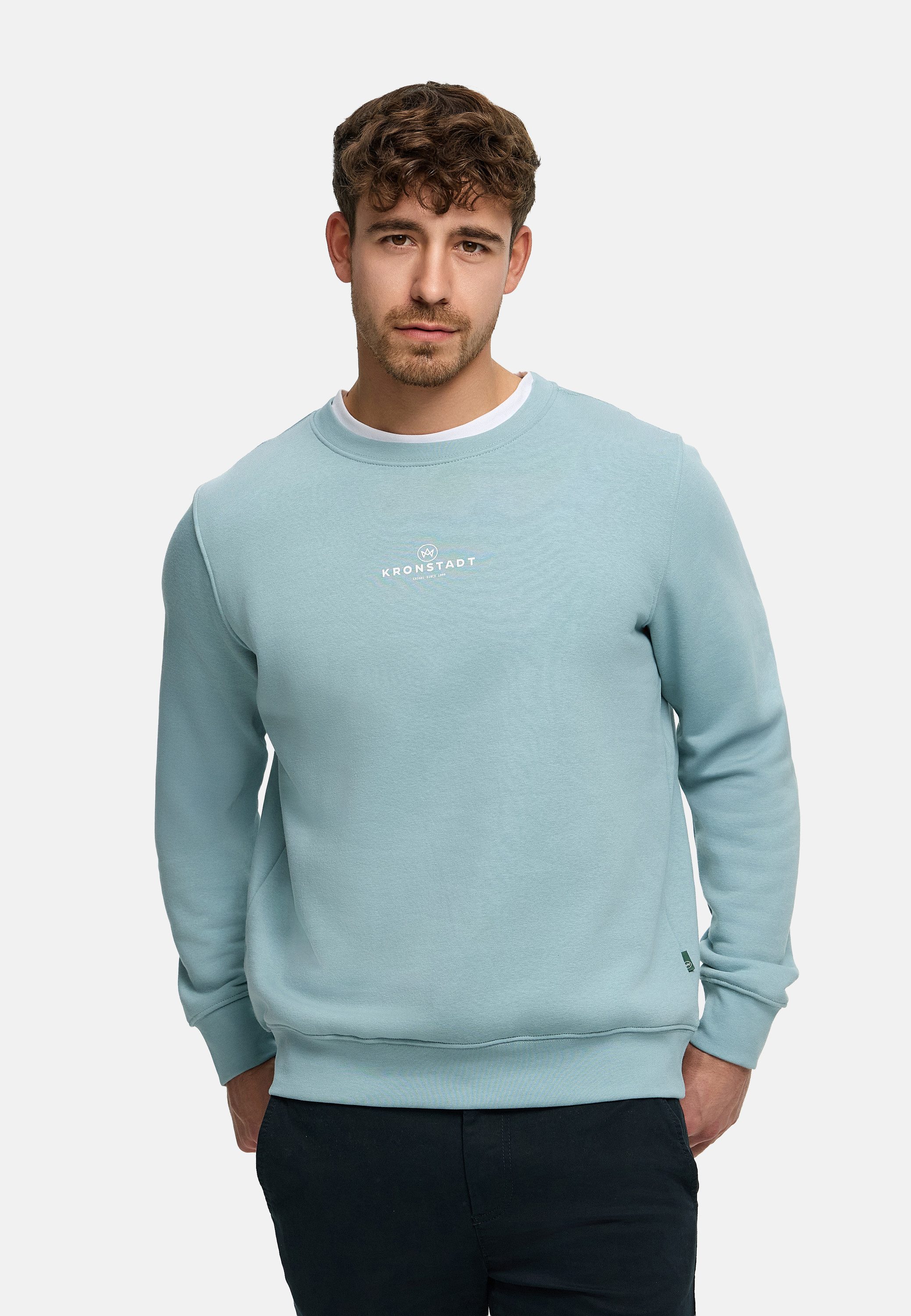 Kronstadt Sweater Herren KSLars Printsweater Sweatshirt Herrenpulli Crewneck mit dezentem Logoprint auf der Brust