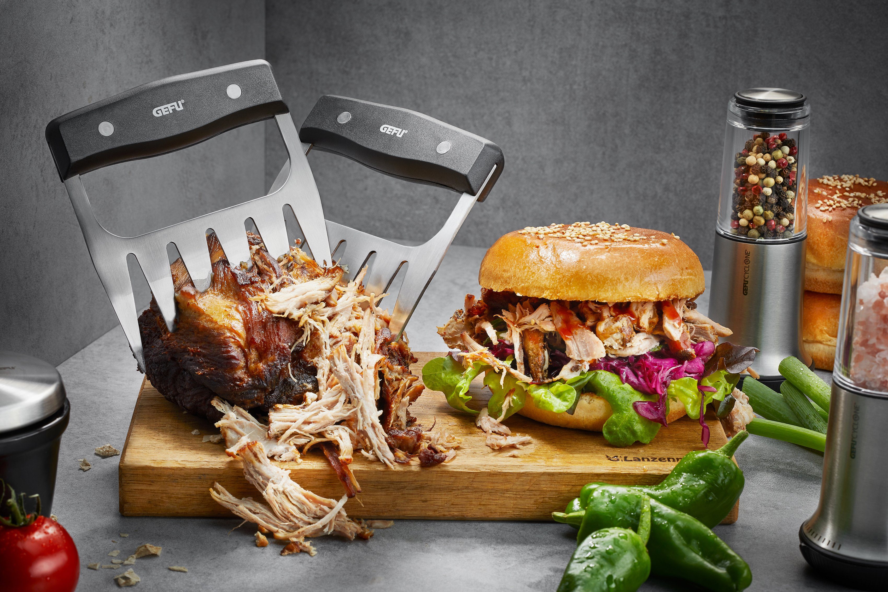 GEFU Fleischgabel BBQ, ergonomisch 2-teilig für perfekten Griffe einen Halt, geformte