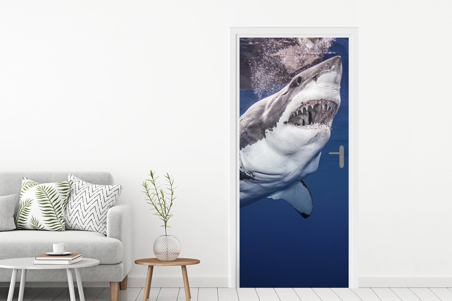 Türaufkleber, Menschlicher MuchoWow Hai, Fototapete Tür, Türtapete cm St), für 75x205 Matt, bedruckt, (1