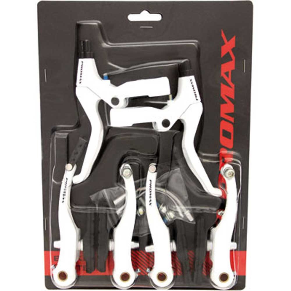 Promax Bremsgriff Promax Bremsenset Promax V-Brake + Bremshebel weiss Fahrrad