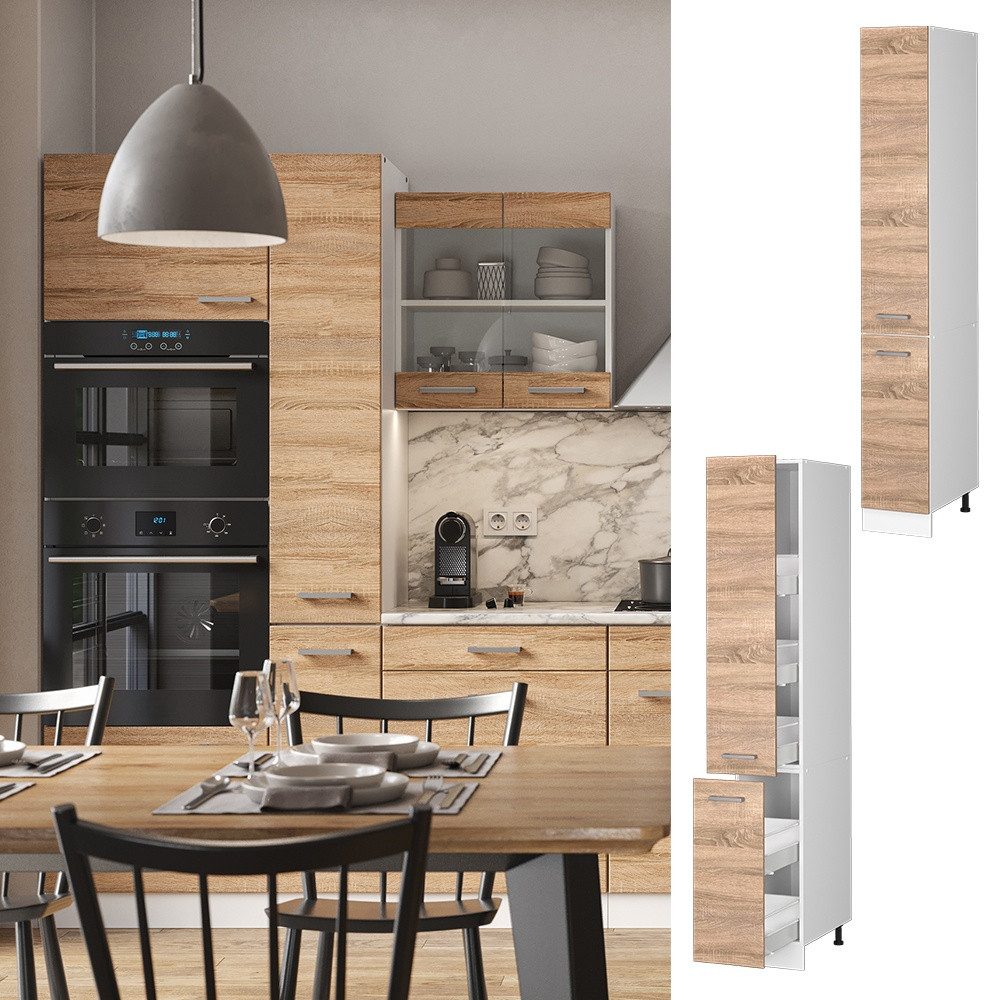 Vicco Hochschrank R-Line, Sonoma/Weiß, 30 cm (1-St)