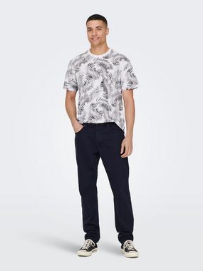 ONLY & SONS T-Shirt Tropisch Print T-Shirt Kurzarm Shirt aus Baumwolle ONSPERRY 4789 in Weiß