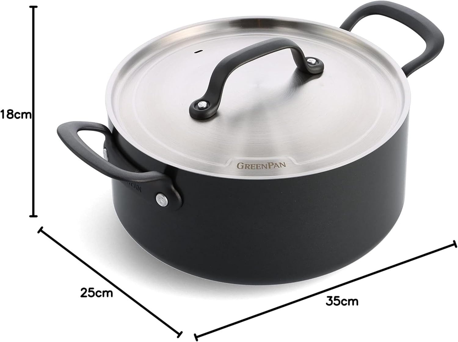 GREENPAN Kochtopf GreenPan Kochtopf 4,9 Liter Backofenfest mit Deckel