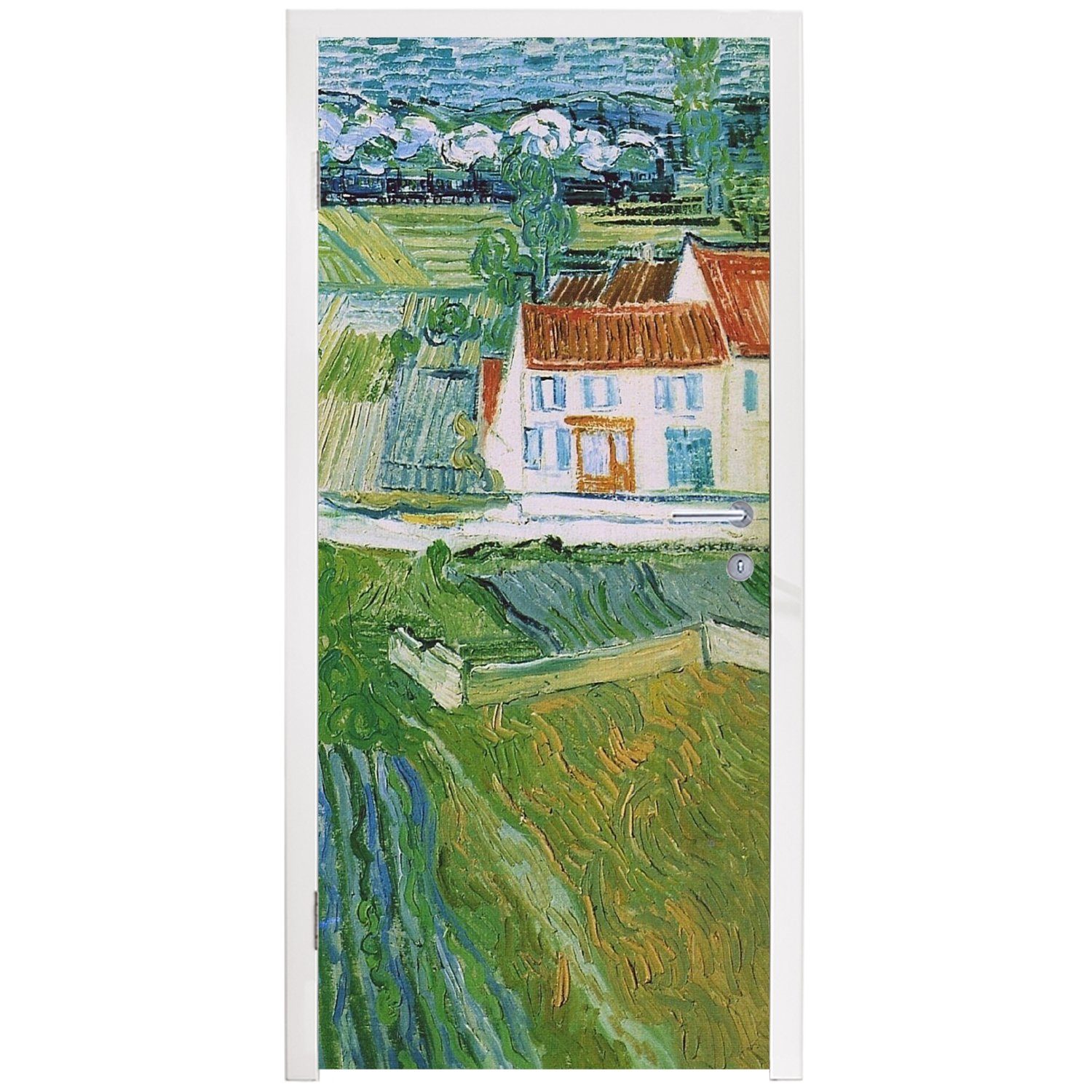 Tür, MuchoWow (1 Fototapete mit bedruckt, Gogh, Türaufkleber, Zug Türtapete Landschaft Matt, van für 75x205 Vincent St), - Kutsche cm und