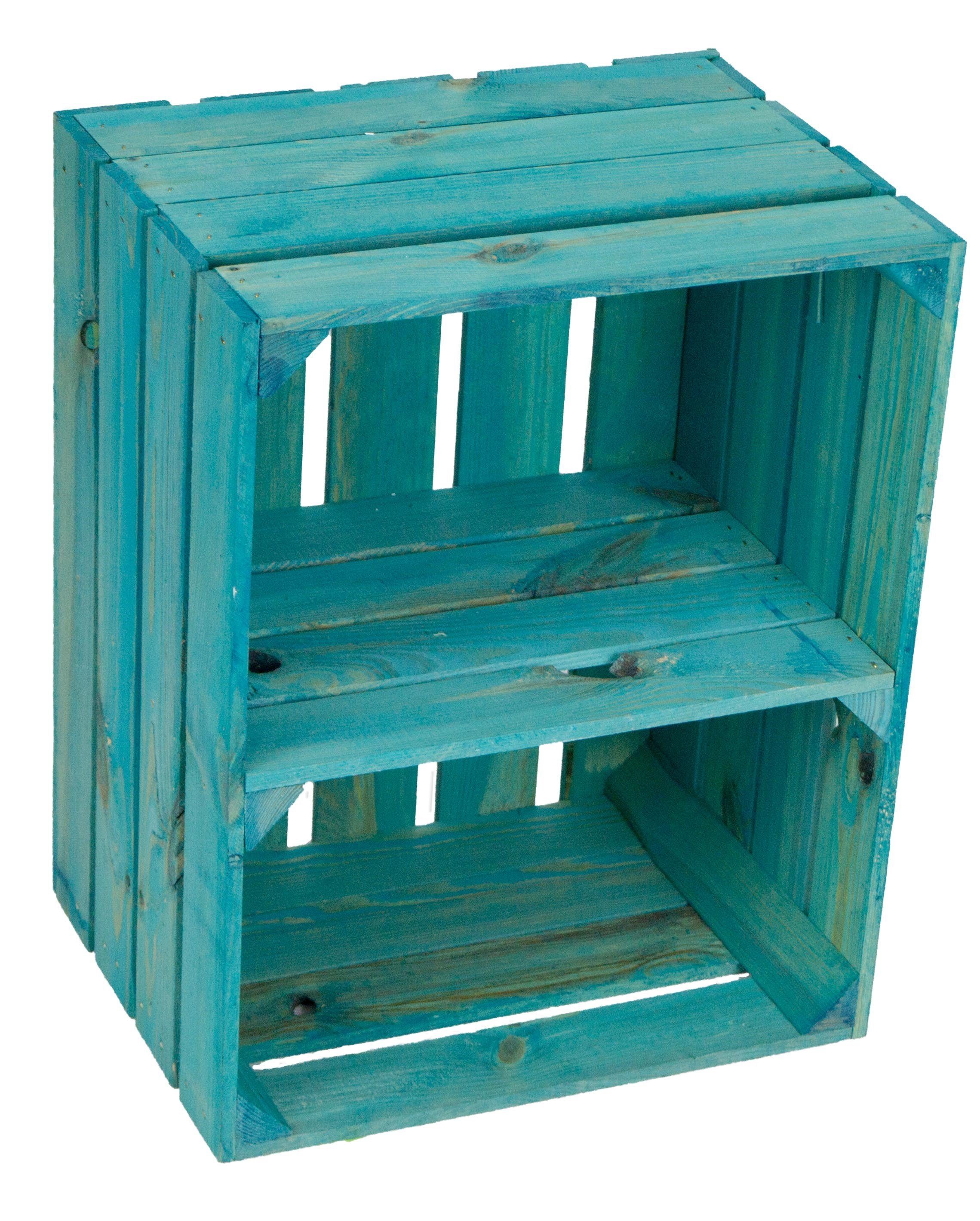 Kistenkolli Altes Land Allzweckkiste Weinkiste Johanna Türkis Quer Regalkiste Bücherrgal Ablagekiste Obstki (Spar-Set)