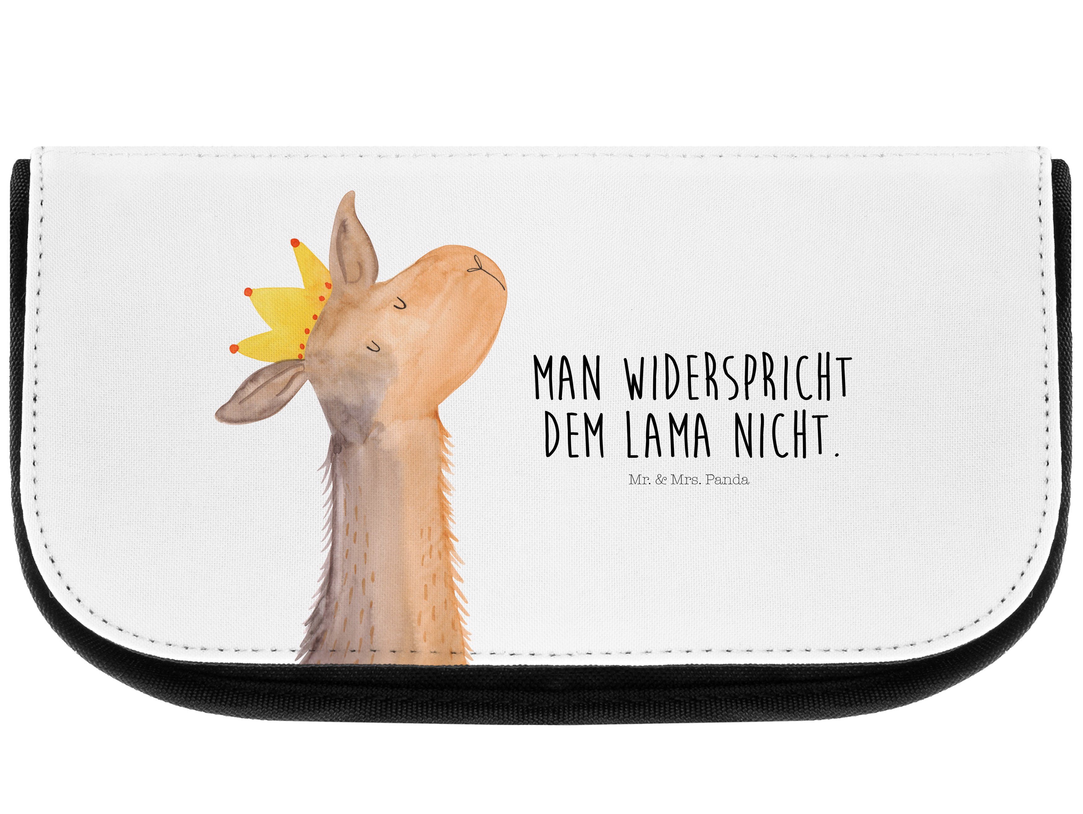 Mr. & Mrs. Panda Kosmetiktasche Lamakopf König - Weiß - Geschenk, Kollegin, Make-Up Tasche, Schminkta (1-tlg)