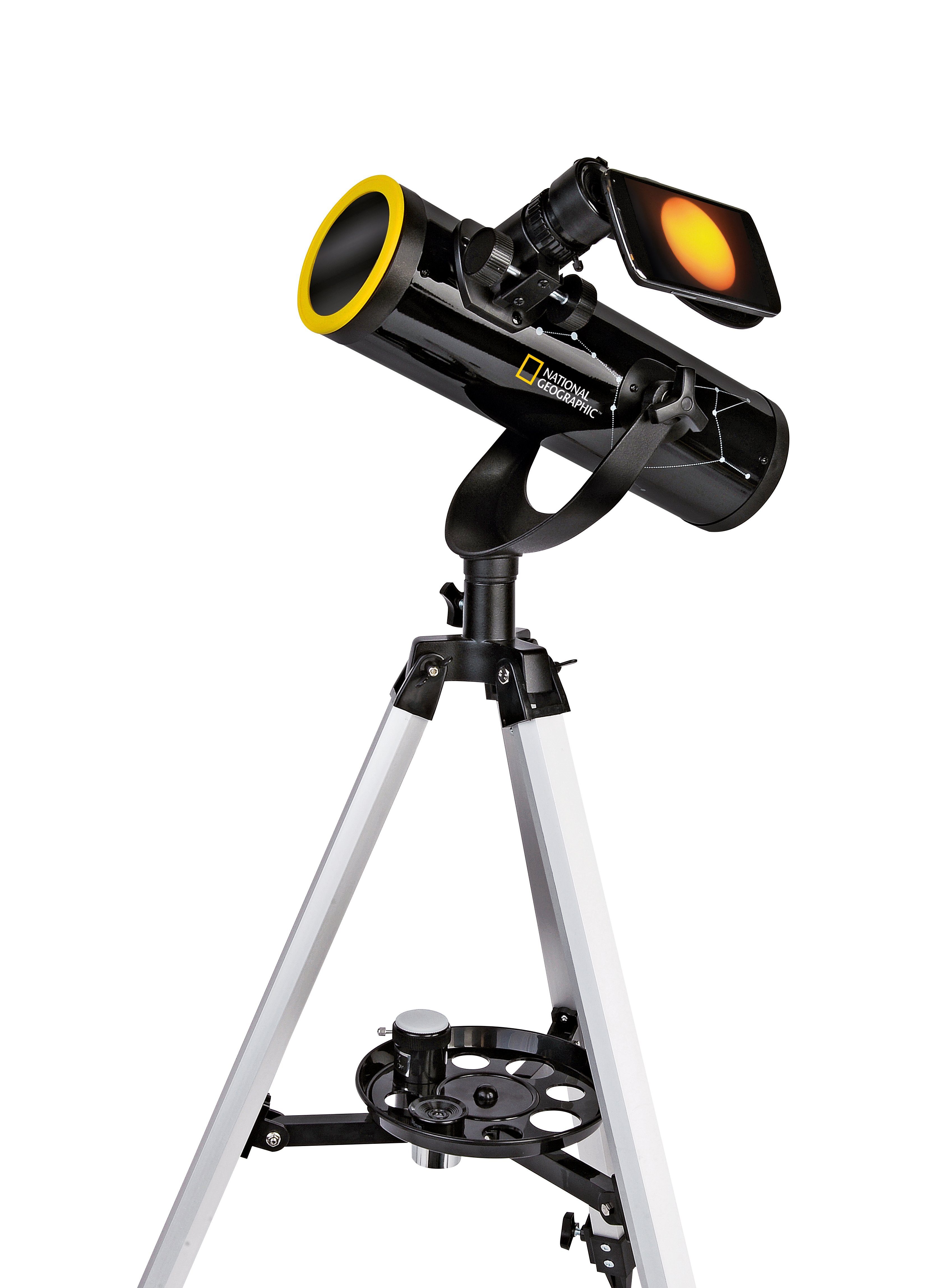 NATIONAL GEOGRAPHIC Spiegelteleskop nach Newton »76/350 Teleskop mit  Sonnenfilter und Smartphone-Ha«