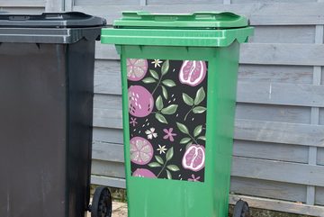 MuchoWow Wandsticker Sommer - Obst - Blumen (1 St), Mülleimer-aufkleber, Mülltonne, Sticker, Container, Abfalbehälter