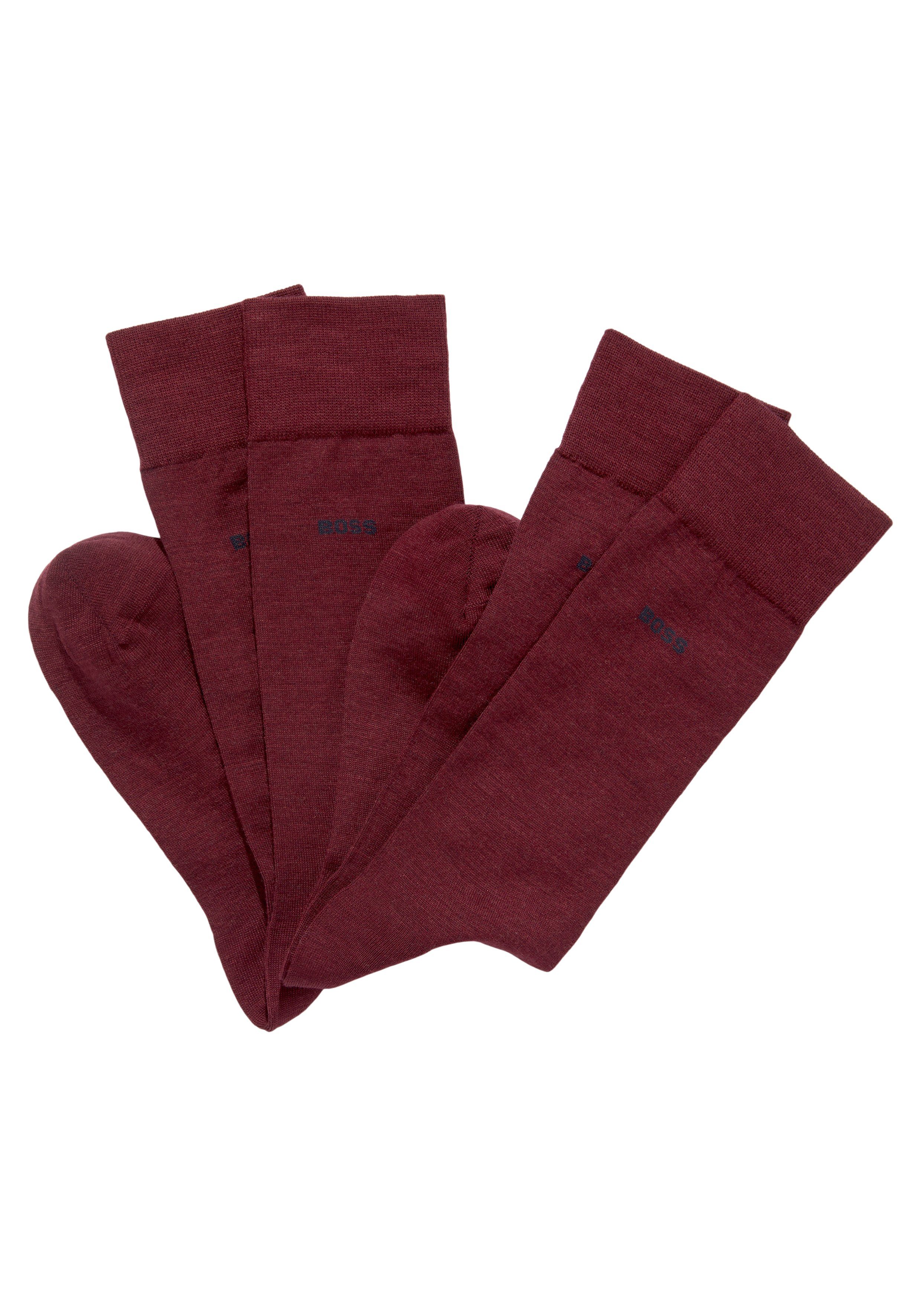 BOSS Socken 2P RS Uni Markenlogo (Packung, Dark_Red eingesticktem WO Pack) mit 2er