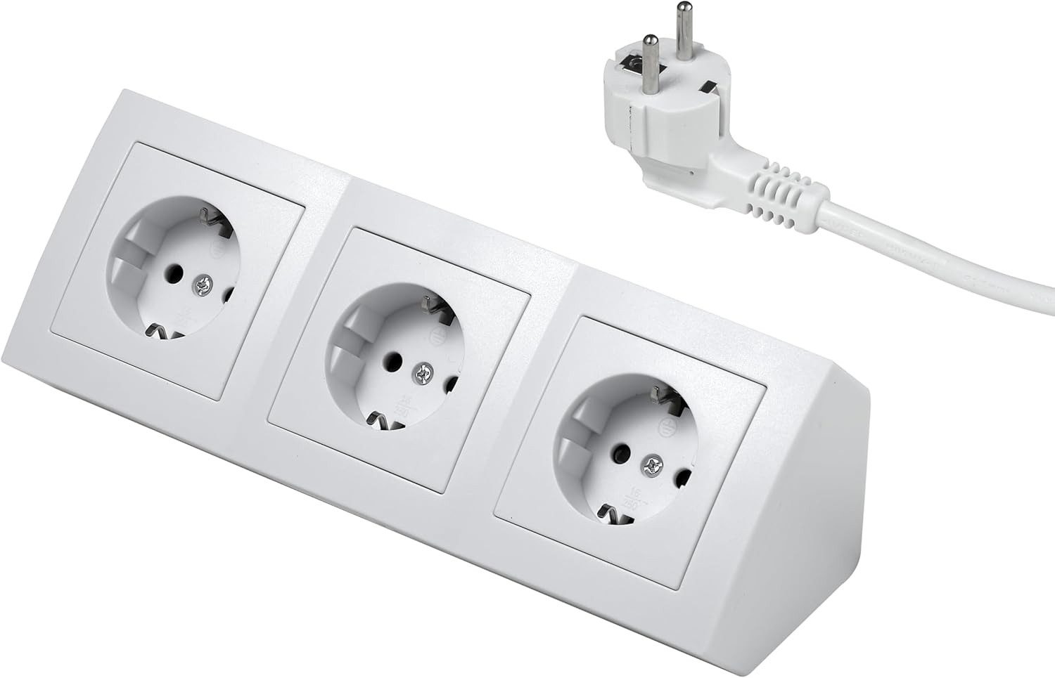McPower Steckdosenblock Flair Ecksteckdose 3-Fach Steckdose mit Kabel Mehrfachsteckdose (Kabellänge 200 m)