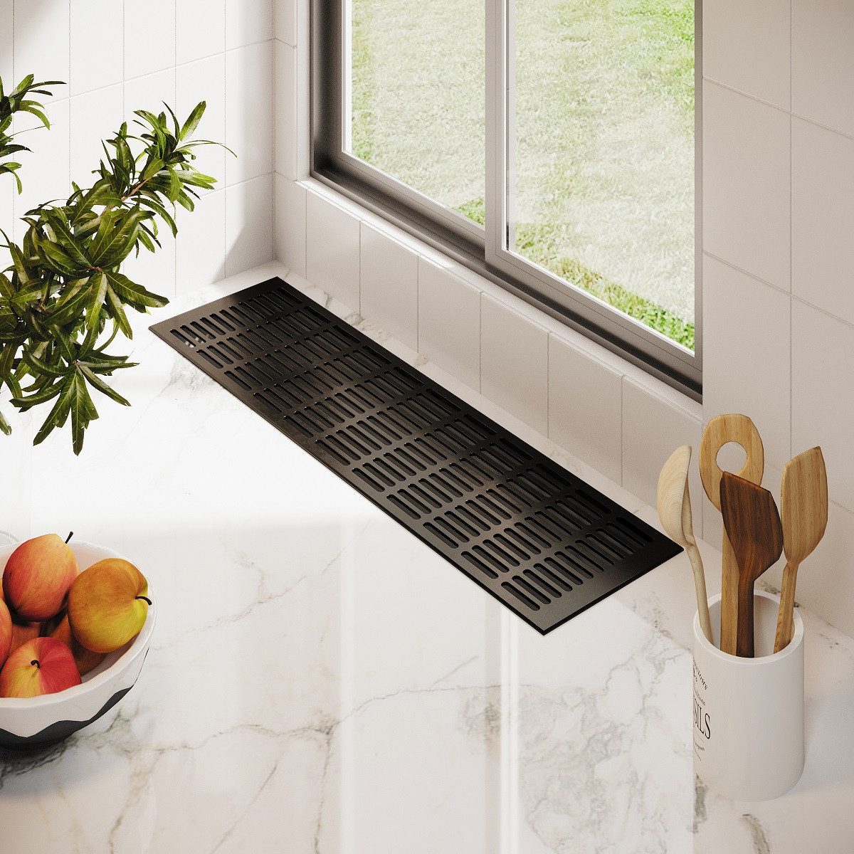 MS Beschläge Lüftungsgitter Stegblech Braun 150mm breit Heizungsabdeckung Alu