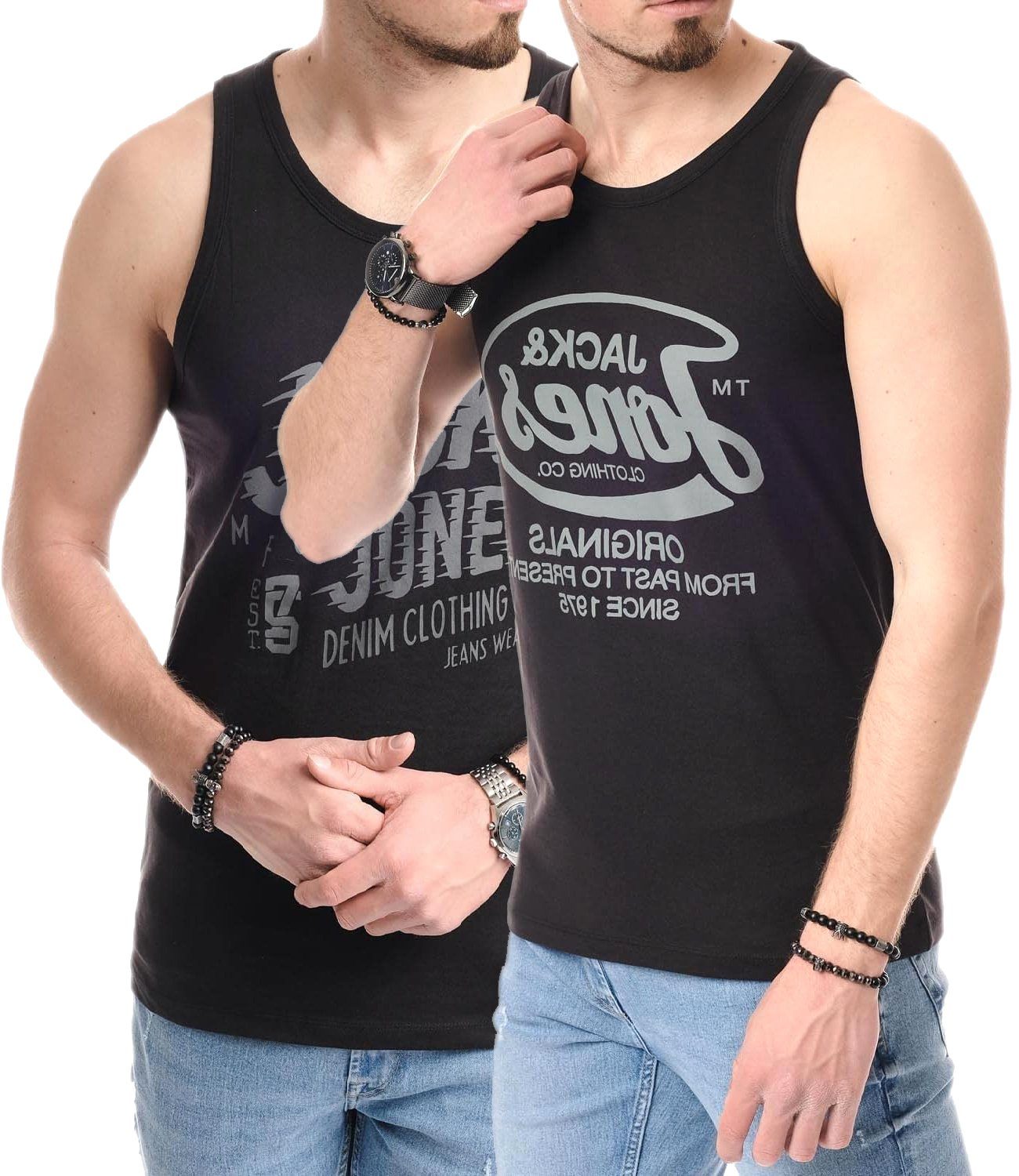 Jack & Jones Tanktop Bedrucktes Shirt aus Baumwolle (2er-Pack) mit Print