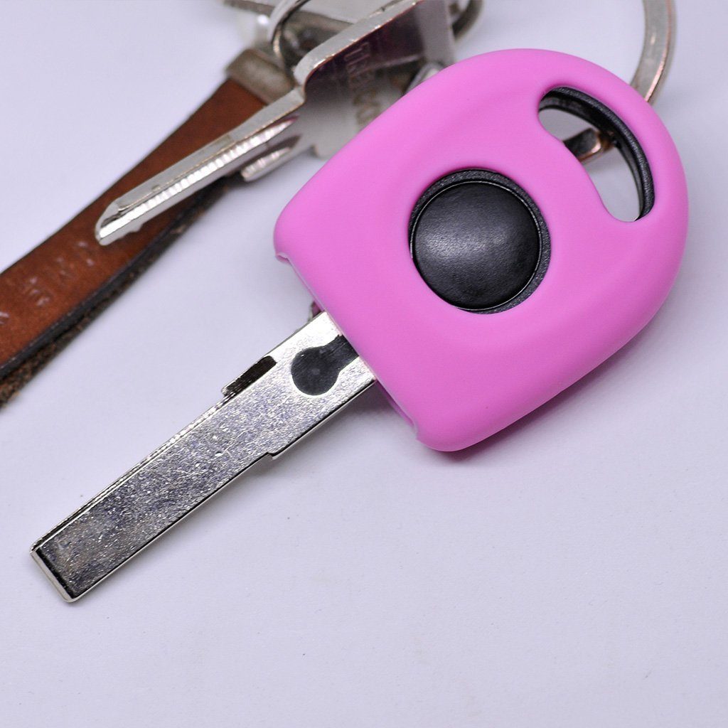 mt-key Schlüsseltasche Autoschlüssel Softcase Silikon Schutzhülle Rosa, für VW SEAT Skoda alle Modelle Startschlüssel