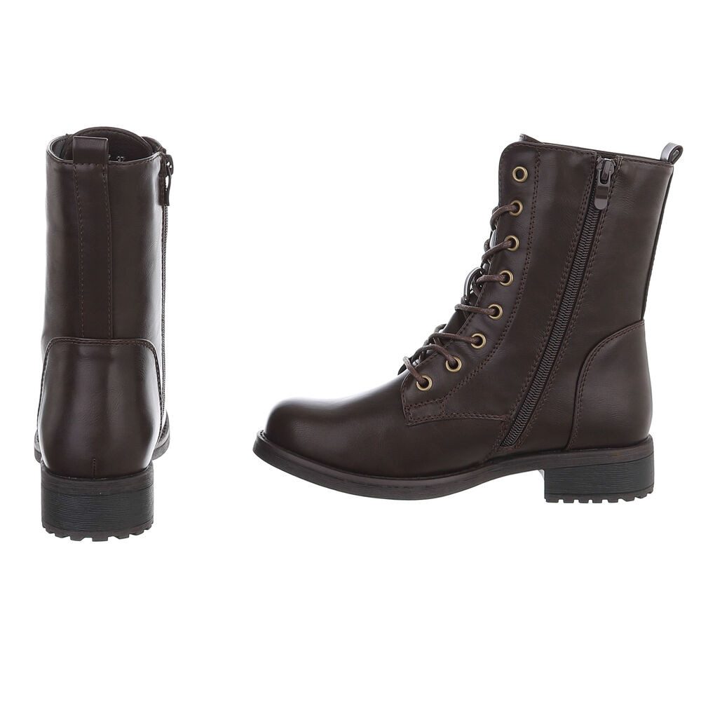 Ital-Design Damen Schnürstiefel mit hohem Schaft und Profilsohle Stiefelette (92497573) Blockabsatz Schnürstiefeletten in Braun – Bild 5 von 5
