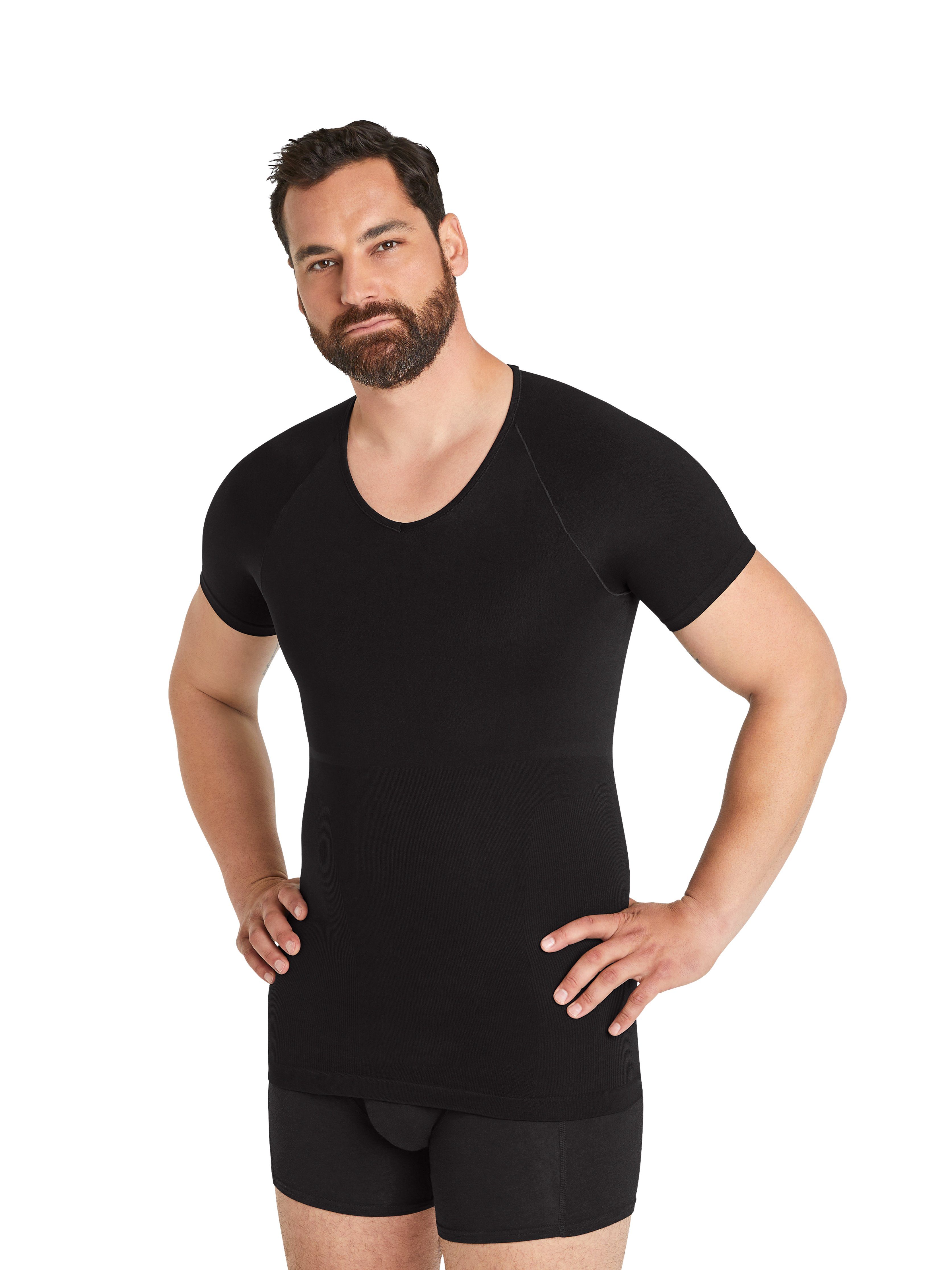 FINN Design Shapinghemd Seamless Kompressions-Unterhemd Herren ohne Nähte Starker Body-Shaper für Männer Schwarz