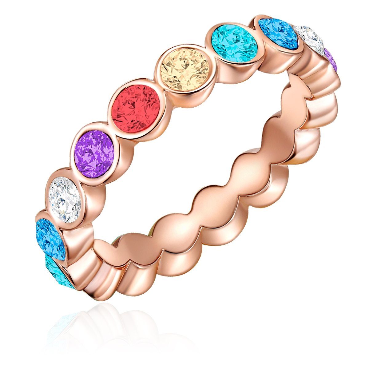 Lulu & Jane Fingerring roségold, verziert mit Kristallen von Swarovski® günstig online kaufen