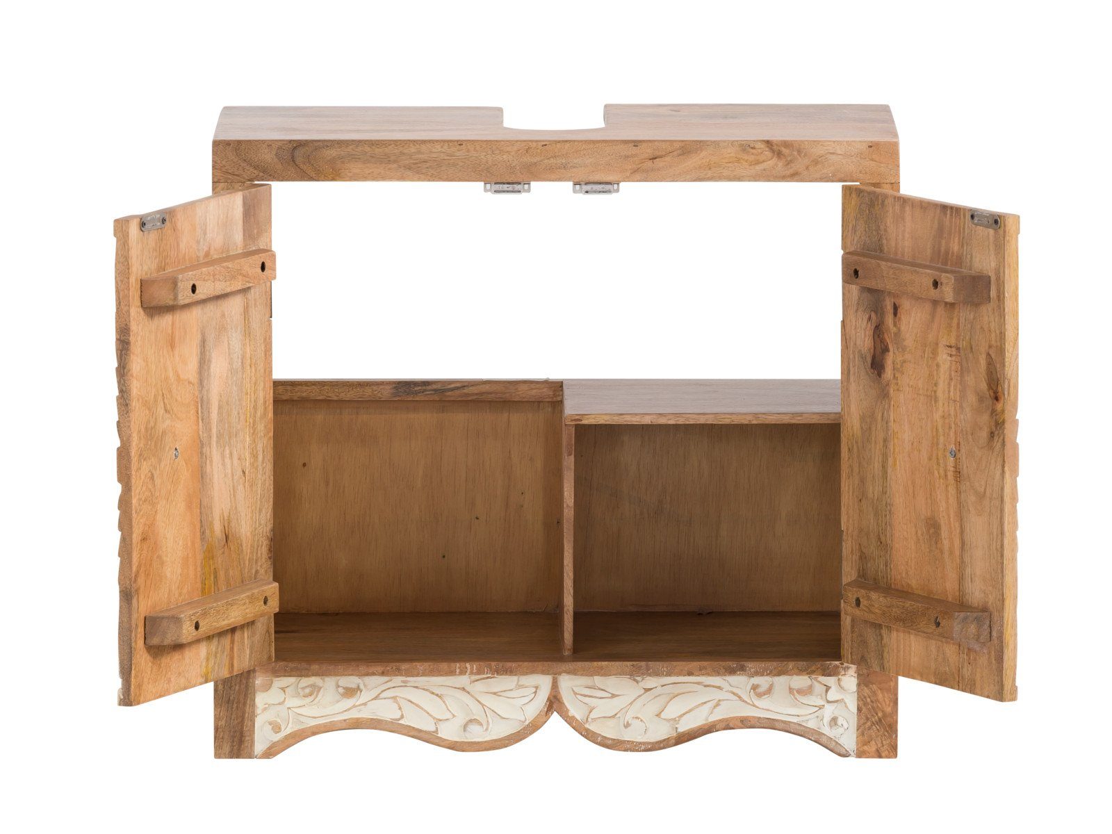 massivum Badmöbel-Set Delhi 5-teiliges Badezimmer Möbel aus Massivholz Landhausstil