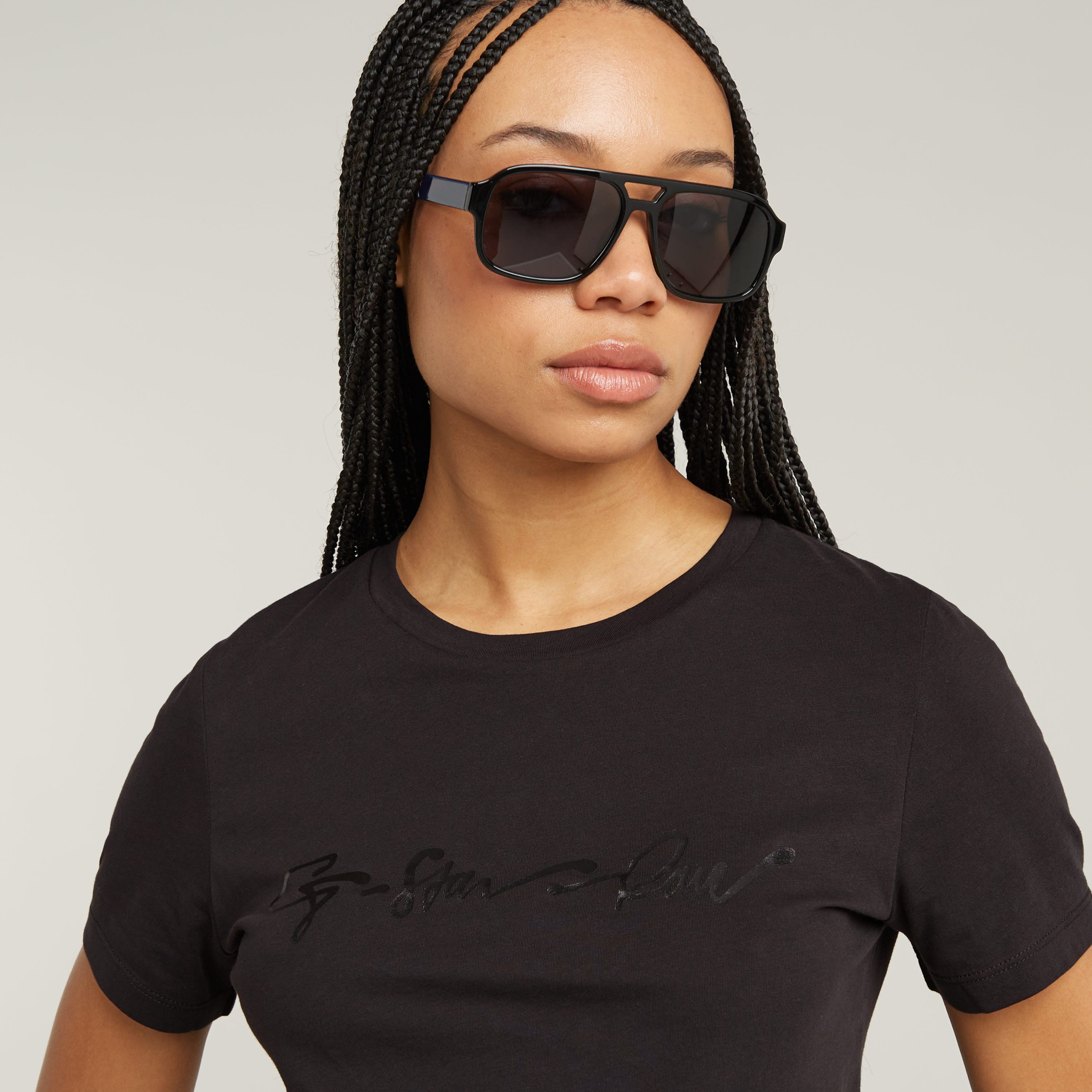 G-STAR T-Shirt G-Script Shiny R mit Ton-in-Ton Schriftzug