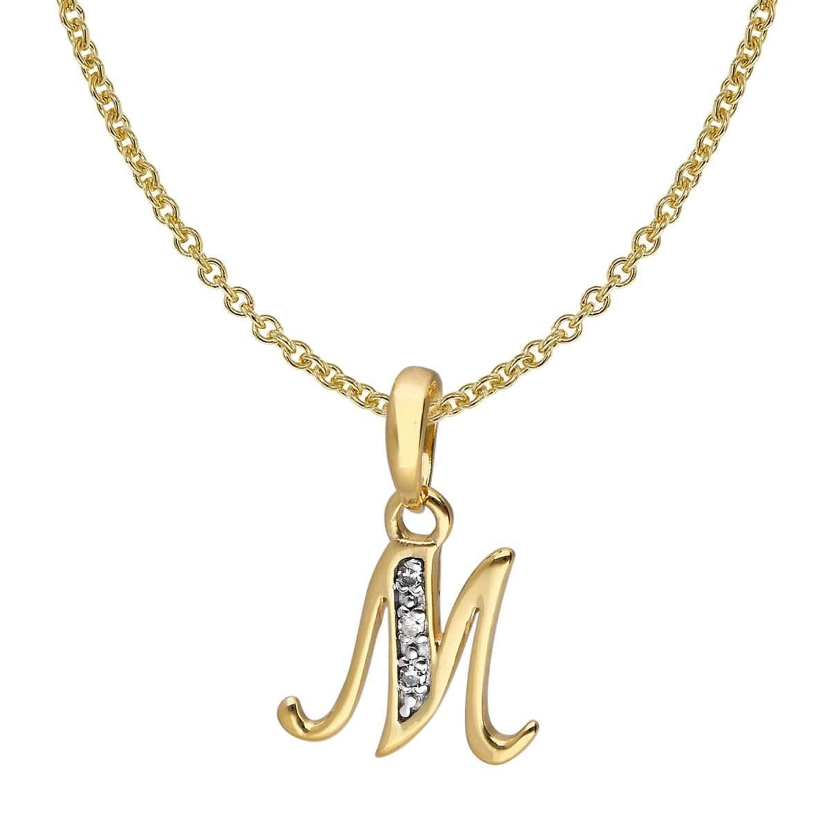 trendor Kette mit Anhänger 41520-M, Buchstaben M Gold 333/8K mit vergoldeter Silberkette