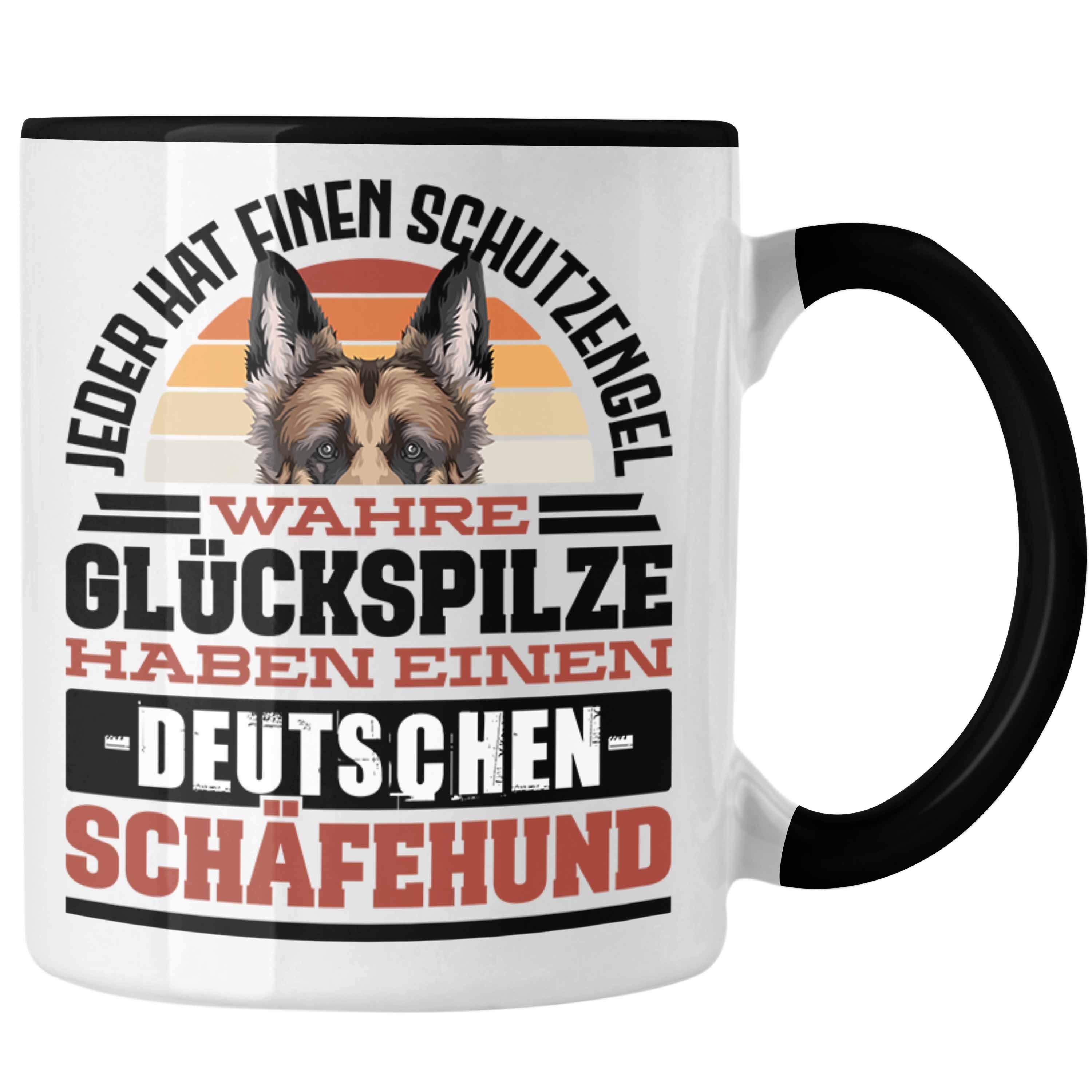 Trendation Tasse Deutscher Schäferhund Tasse Geschenkidee Kaffee-Becher Schäferhund Bes Schwarz
