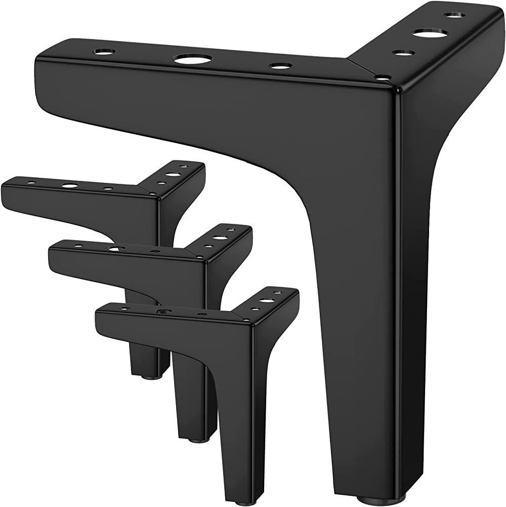 SRRINM Möbelfuß 4teiliges Set von Möbelbeinen aus schwarzem Metall