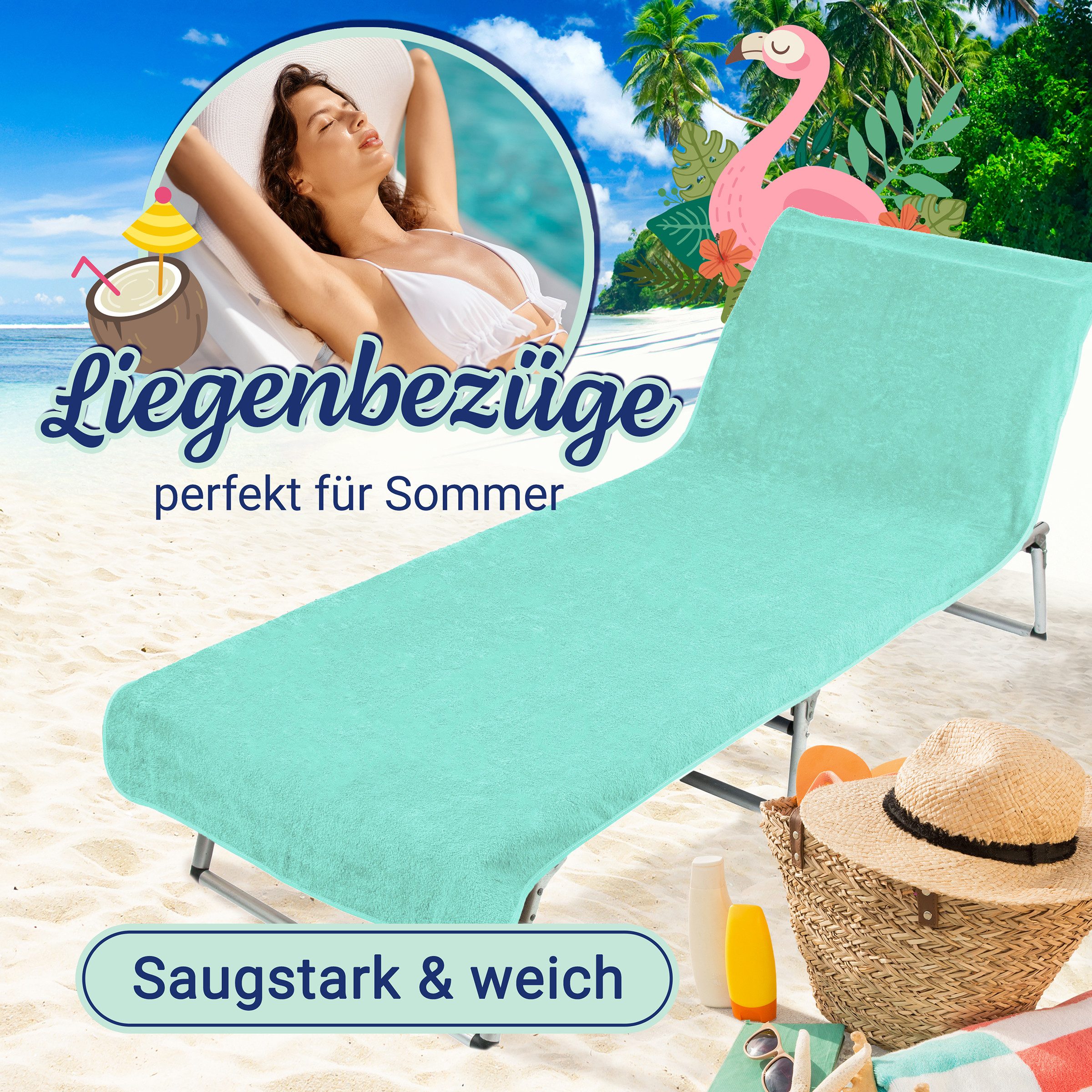 ZOLLNER Strandtuch, Mikrofaser (1-St), 80 x 215 cm, 100% Baumwolle, Liegenbezug auch für Sonnenliege