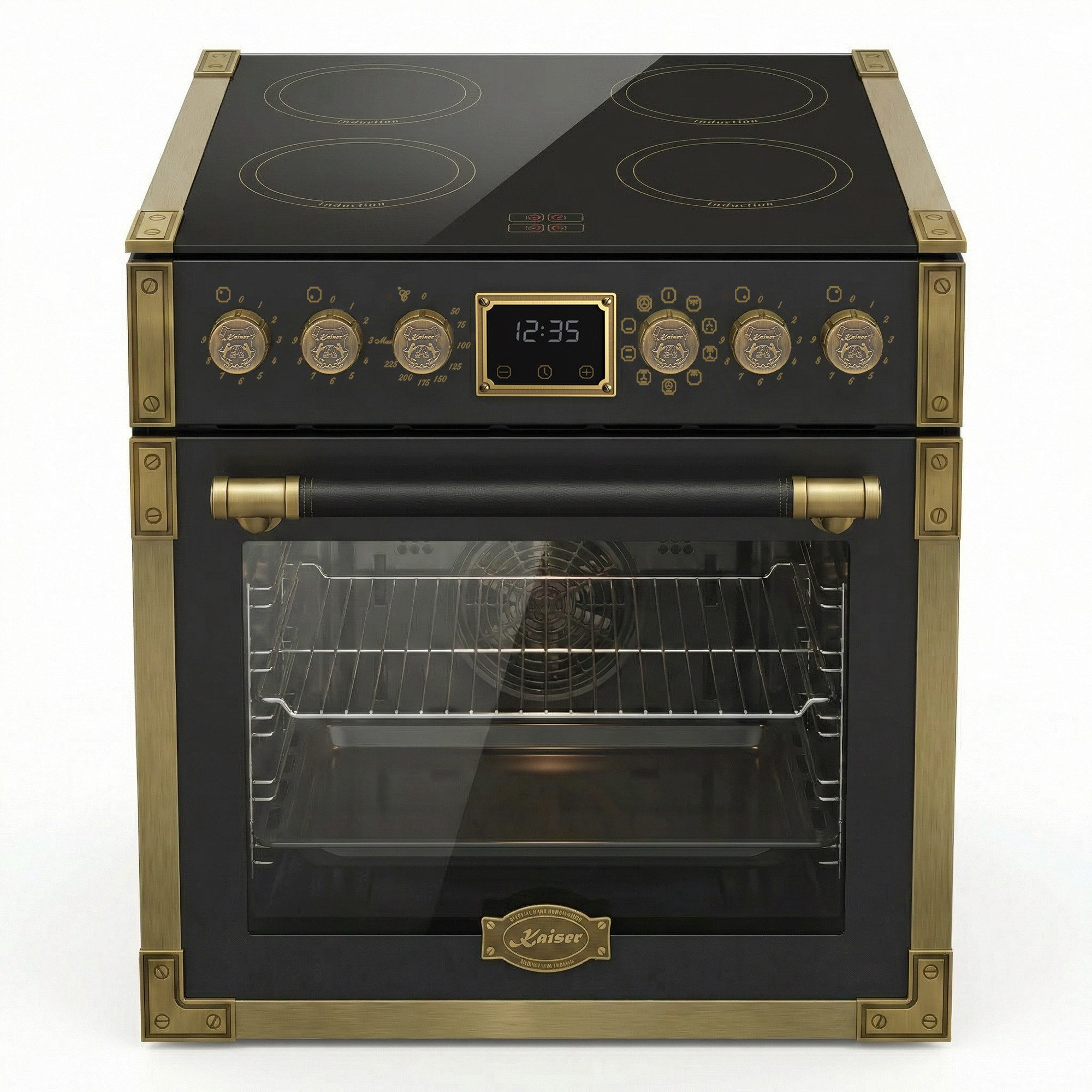 Kaiser Küchengeräte Induktions Herd-Set Art Deco EHC 6776 I AD.. Retro Herdset Backofen mit Induktionskochfeld, mit 1-fach-Teleskopauszug, Herd Set Induktion, Retro Backofen mit Induktion,Air-Fry