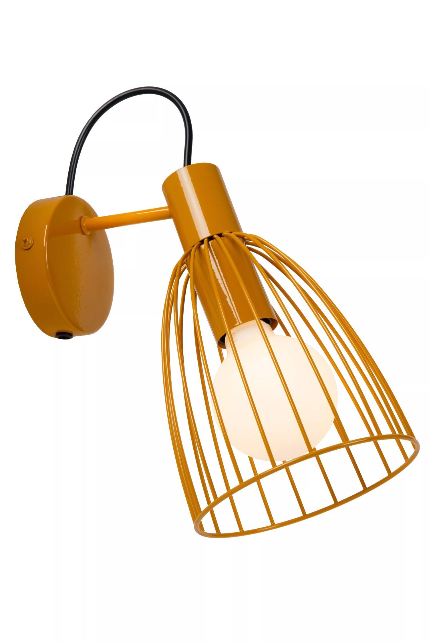 Licht-Erlebnisse Wandstrahler NAVIK, ohne Leuchtmittel, Ockergelb Metall Draht Strahler verstellbar E27 B:15 cm Kinderzimmer