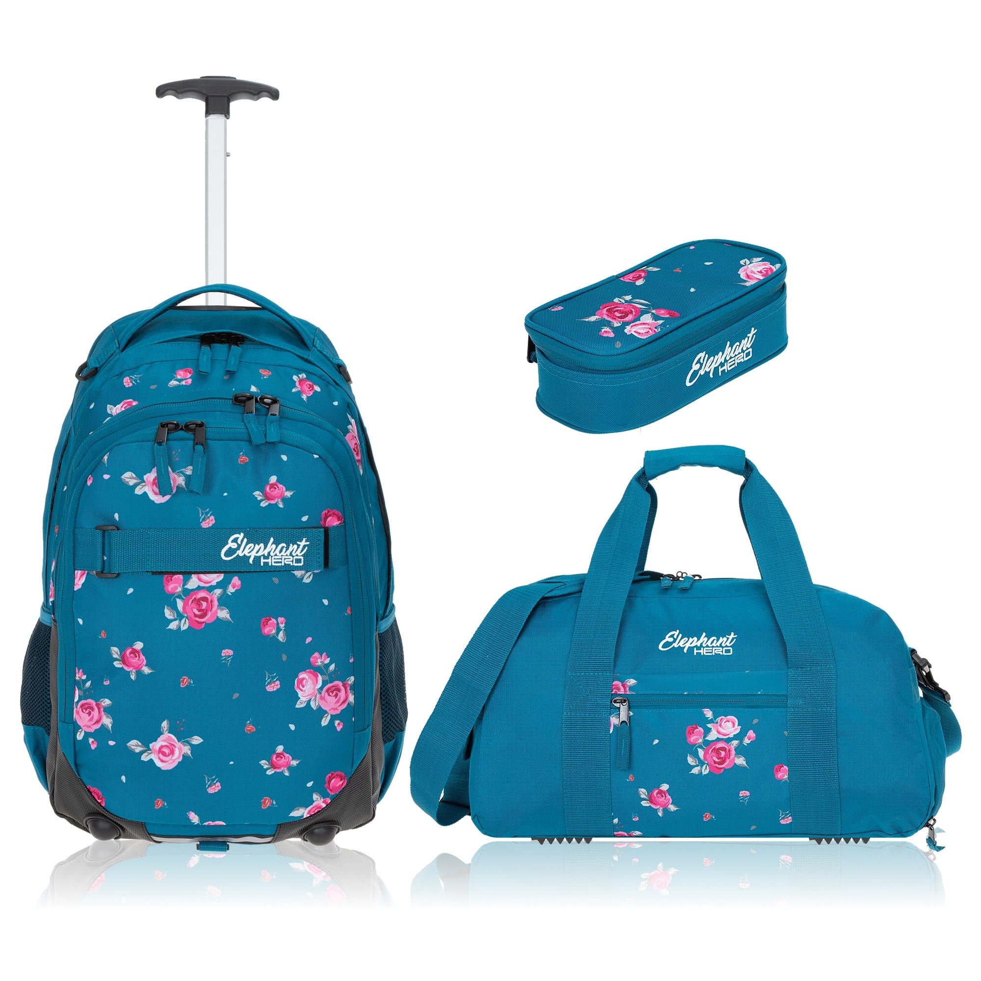 ELEPHANT Schulrucksack Schultrolley Trolley Hero Signature Schulrucksack (3 Teile Set), Rucksacktrolley Schule Rucksack Trolly, Sporttasche, Mäppchen Box +tsm