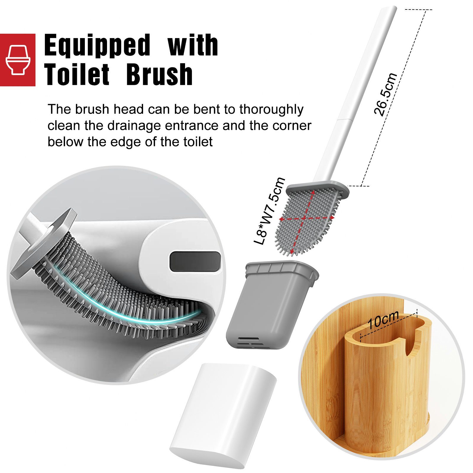 Rainsworth Toilettenpapierhalter x mit cm, 72,6 x Mit 15.5 (HBT 21.5 Toilettenpapieraufbewahrung Stehend und WC-Garnitur Bambus, Toilettenbürste WC-Bürstenhalter)