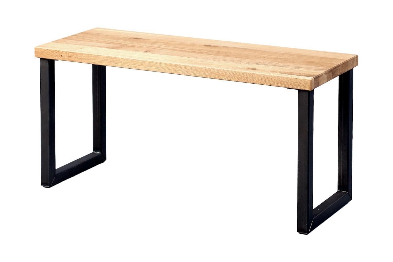 M2 Kollektion Sitzbank GABRIEL, Braun, Schwarz, Metallgestell, Wildeichenholz massiv, B 80 x H 40 x T 30 cm