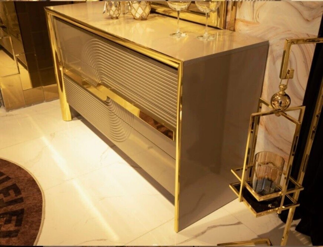 Metall (2 St) Stil Sideboard Kommoden xxl Kommode Möbel Italienische Kommode JVmoebel Gold Big