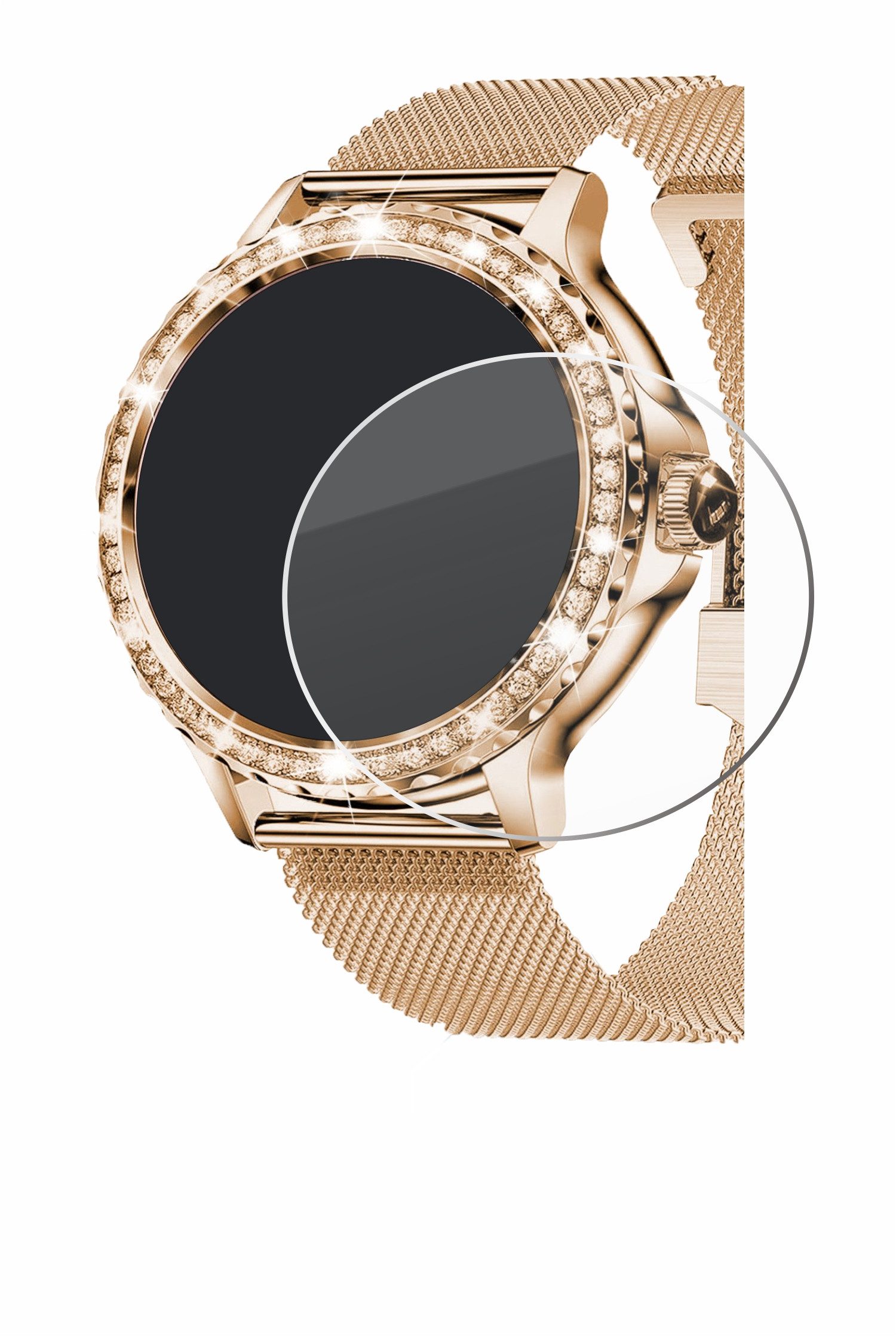 Savvies Displayschutzglas Schutzglas für walkbee Smartwatch 1.3" (rund), Displayschutz 9H Glas Klar Transparent – Bild 2 von 5