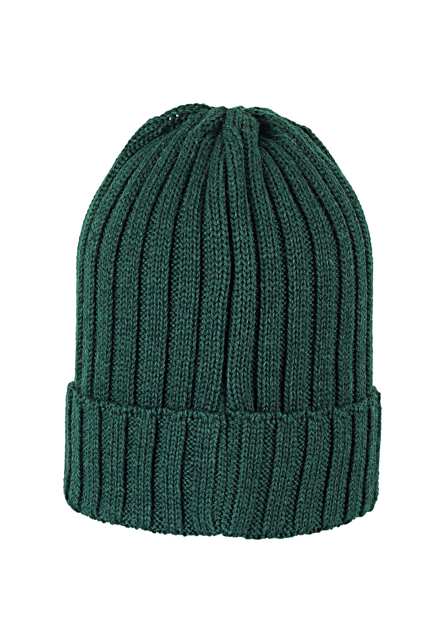 Sterntaler® Strickmütze Strickmütze mit kalte Beanie ideal für Babymütze aus Kinder dunkelgrün Tage) Merinowolle Strick für unifarben Umschlag (1-St