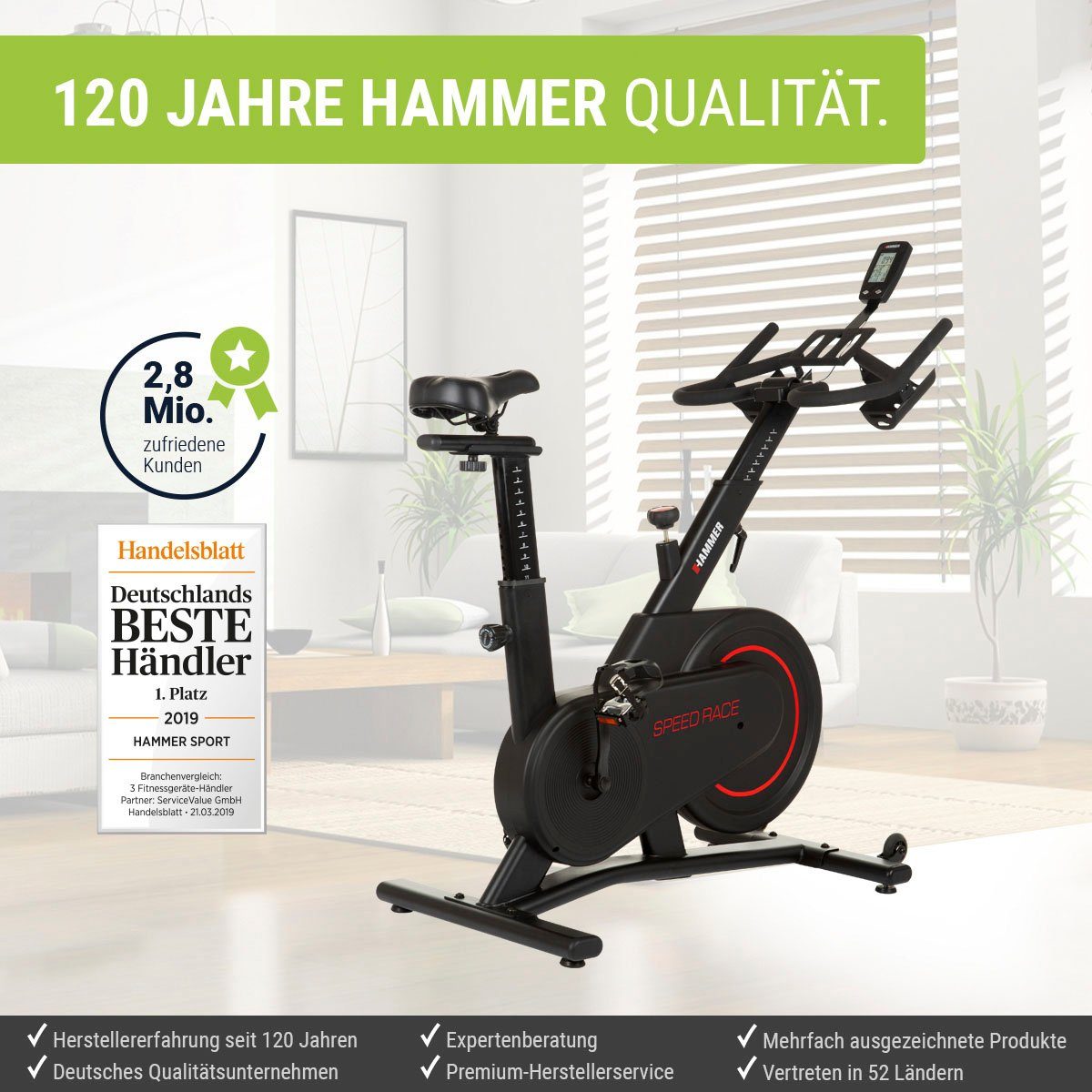 Fitness-Apps mit Hammer Racer, per Smartphone/Tablet Trainingscomputer Speedbike LCD-Anzeige,