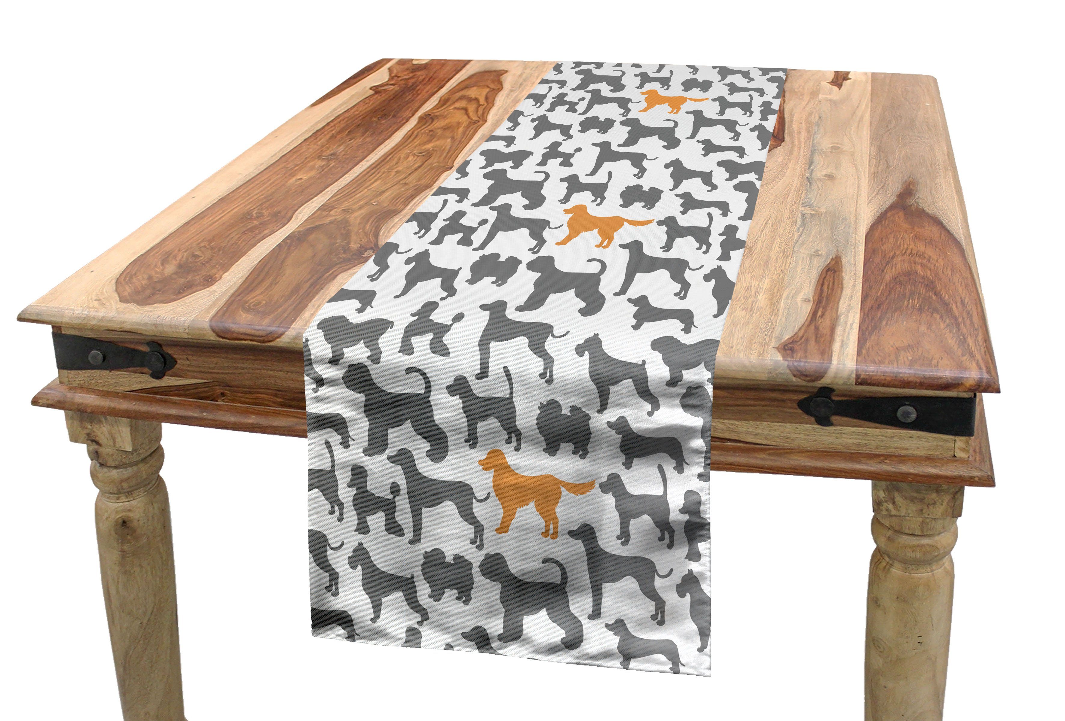 Abakuhaus Tischläufer Haustier-Liebhaber Hunde Dekorativer Hundeschattenbilder Esszimmer Küche Rechteckiger Tischläufer