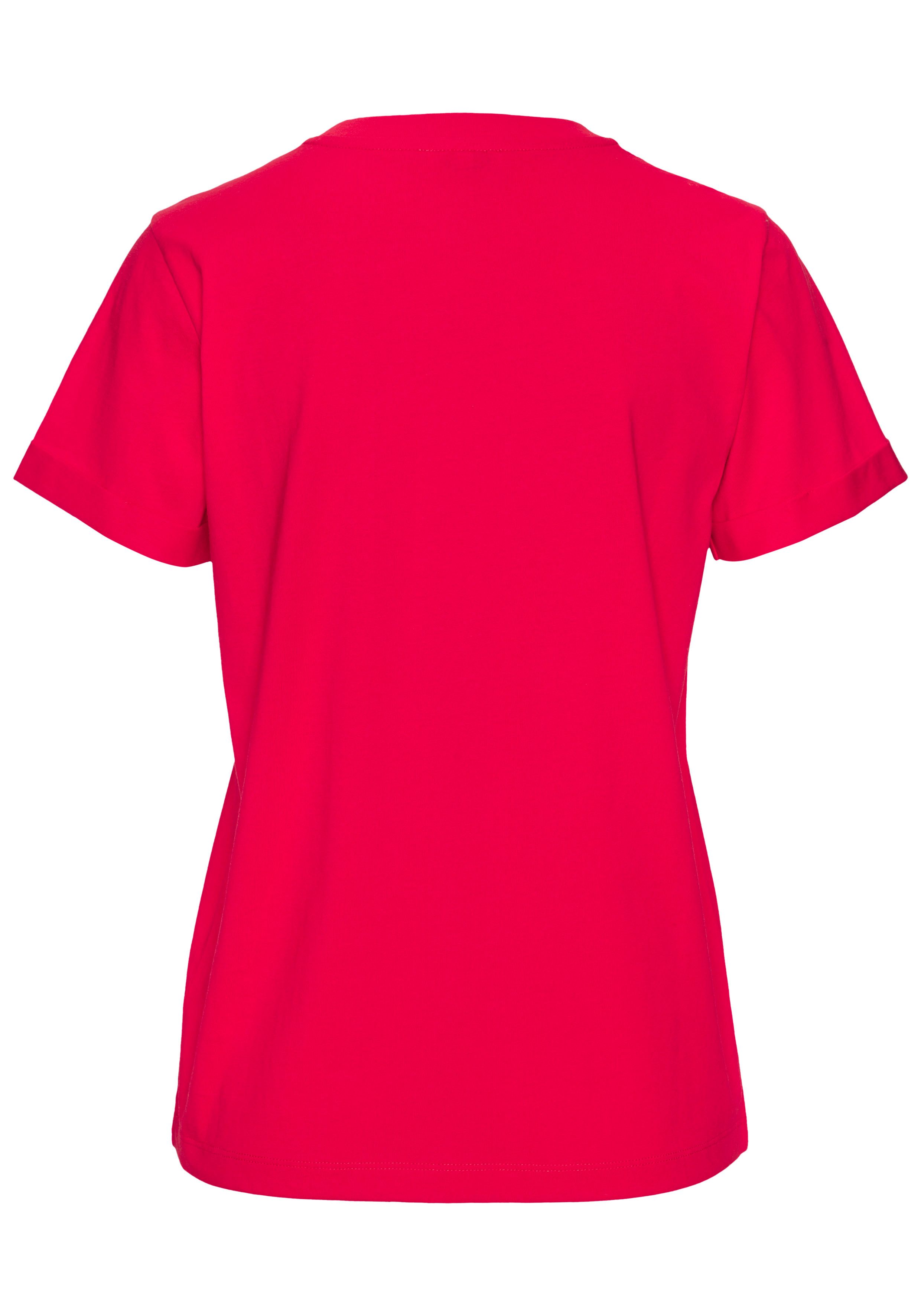 LASCANA T-Shirt mit süßer Herz-Stickerei, Kurzarmshirt aus Baumwolle, Muttertag