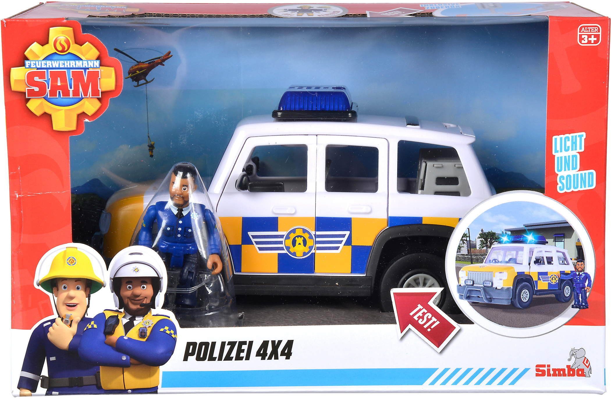 SIMBA Игрушки-Feuerwehr Simba Spielfahrzeug Polizei Feuerwehrmann Sam Polizeiauto 4x4 + Figur