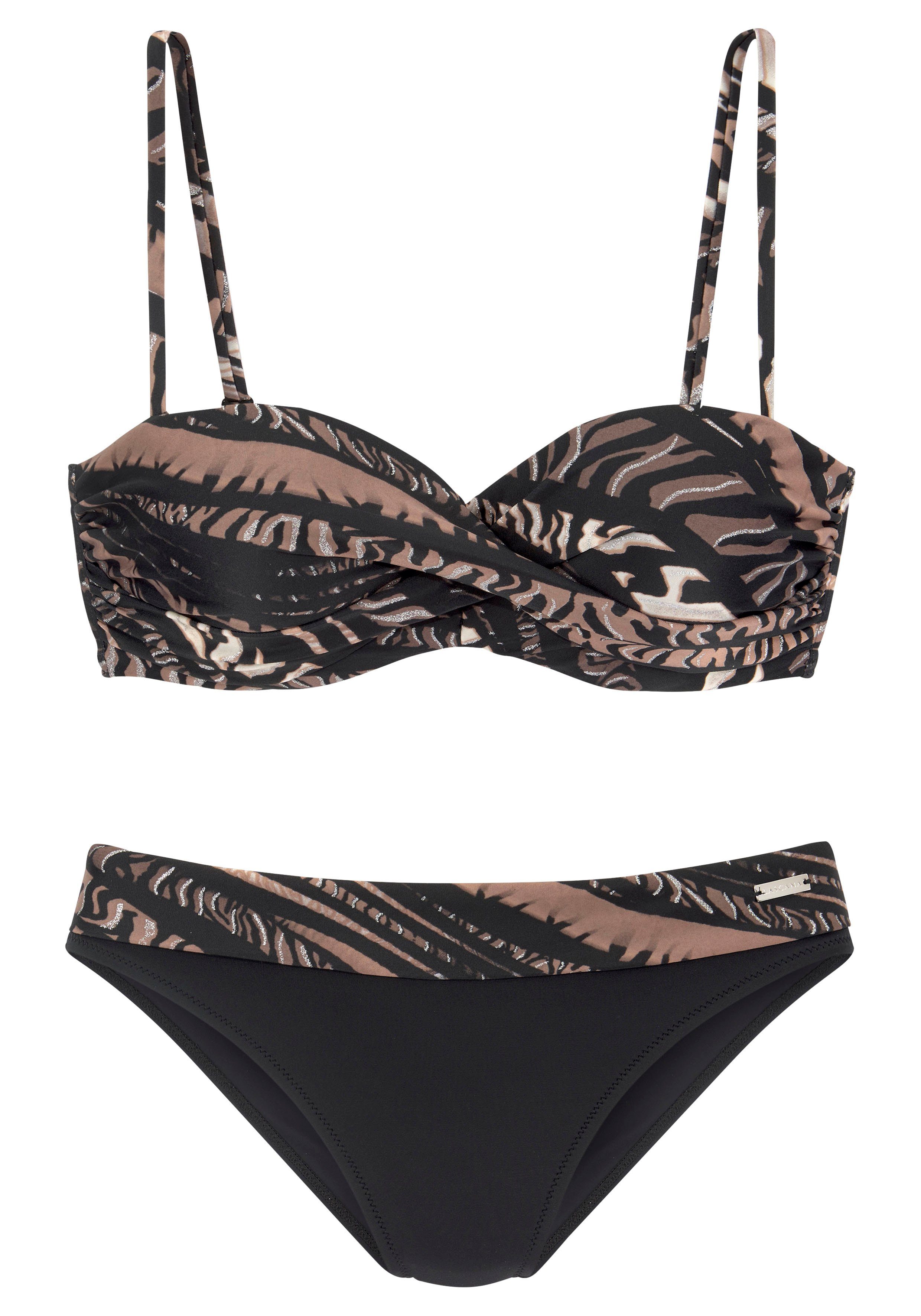 LASCANA Bügel-Bandeau-Bikini mit Animalprint günstig online kaufen