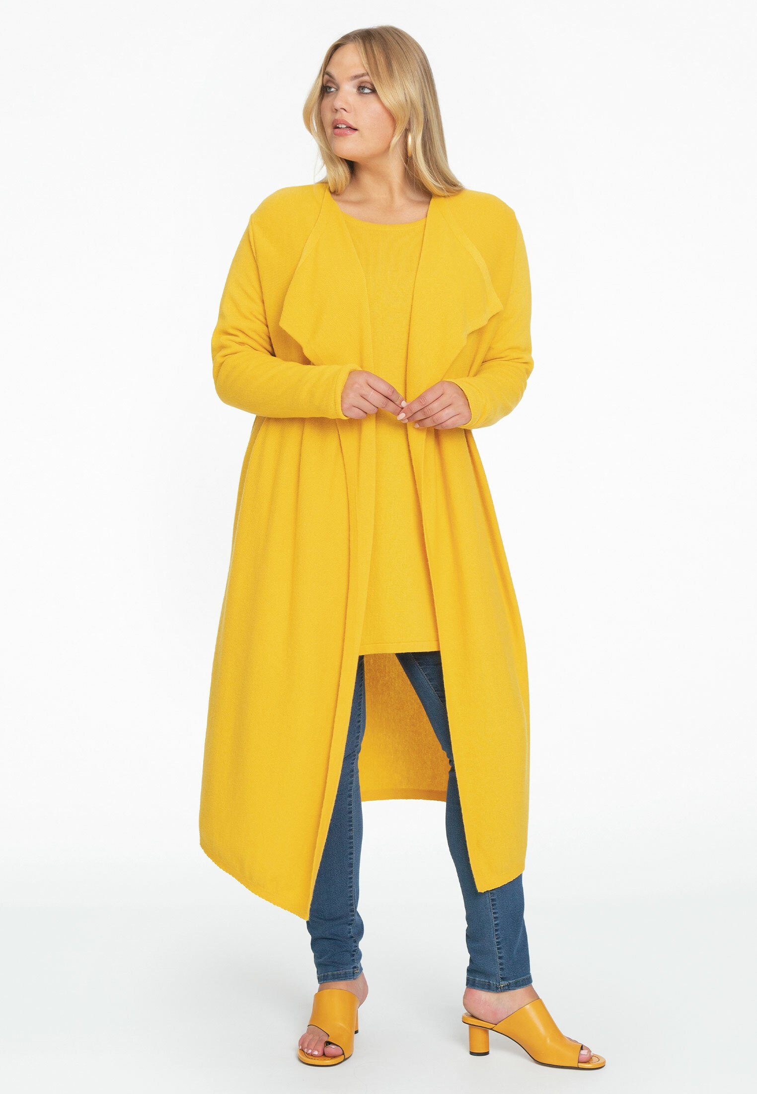 Yoek Cardigan yellow Größen Große