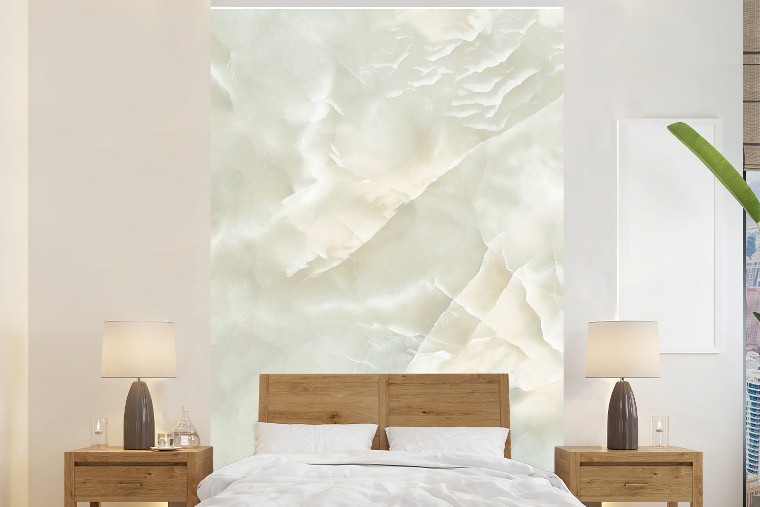 MuchoWow Fototapete Marmor - Muster - Weiß, Matt, bedruckt, (3 St), Montagefertig Vinyl Tapete für Wohnzimmer, Wandtapete