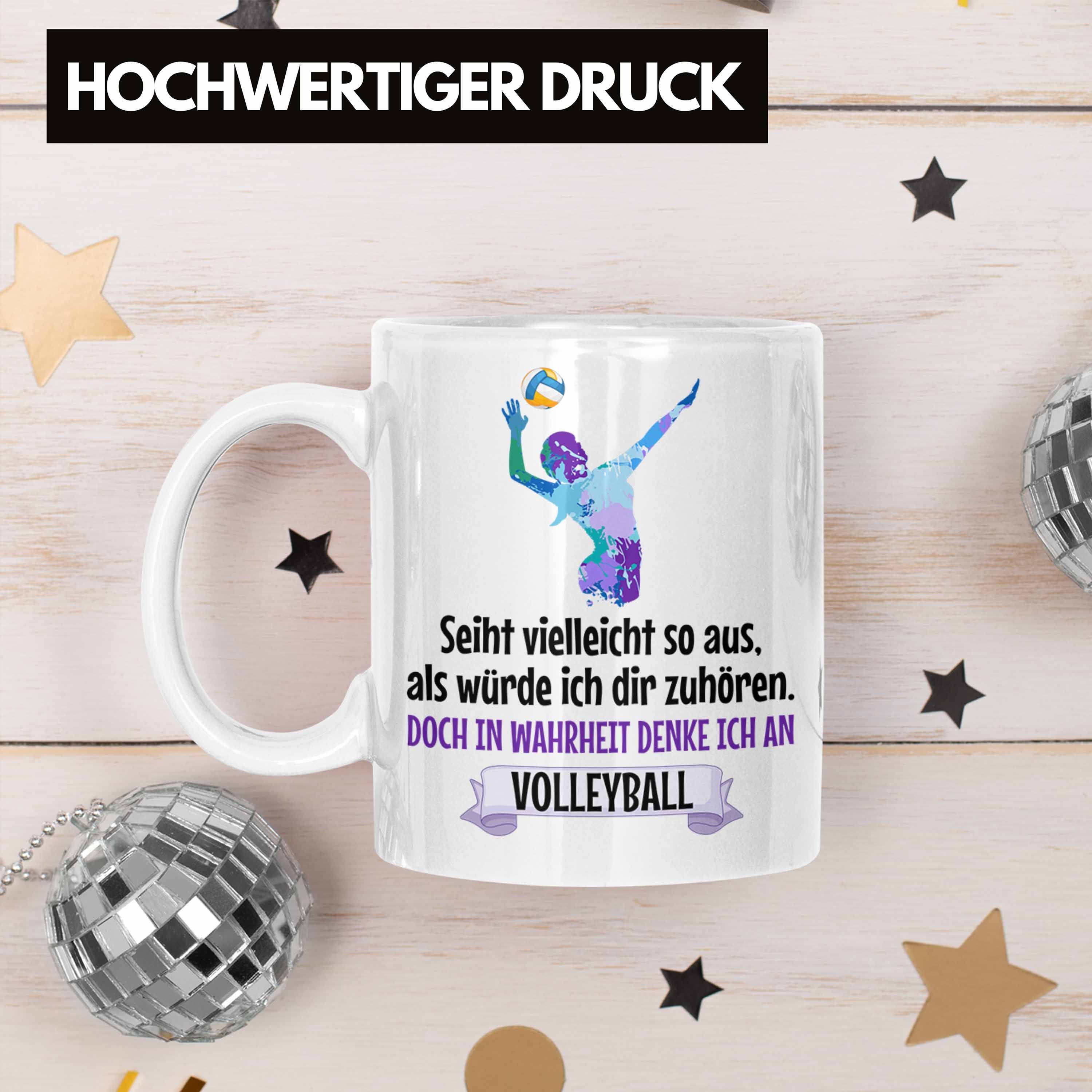 Trendation Tasse Trendation - Volleyball Tasse Herren Weiss Spielerin Kaffee Volleyball-Spieler Coach Geschenk Zubehör Mädchen