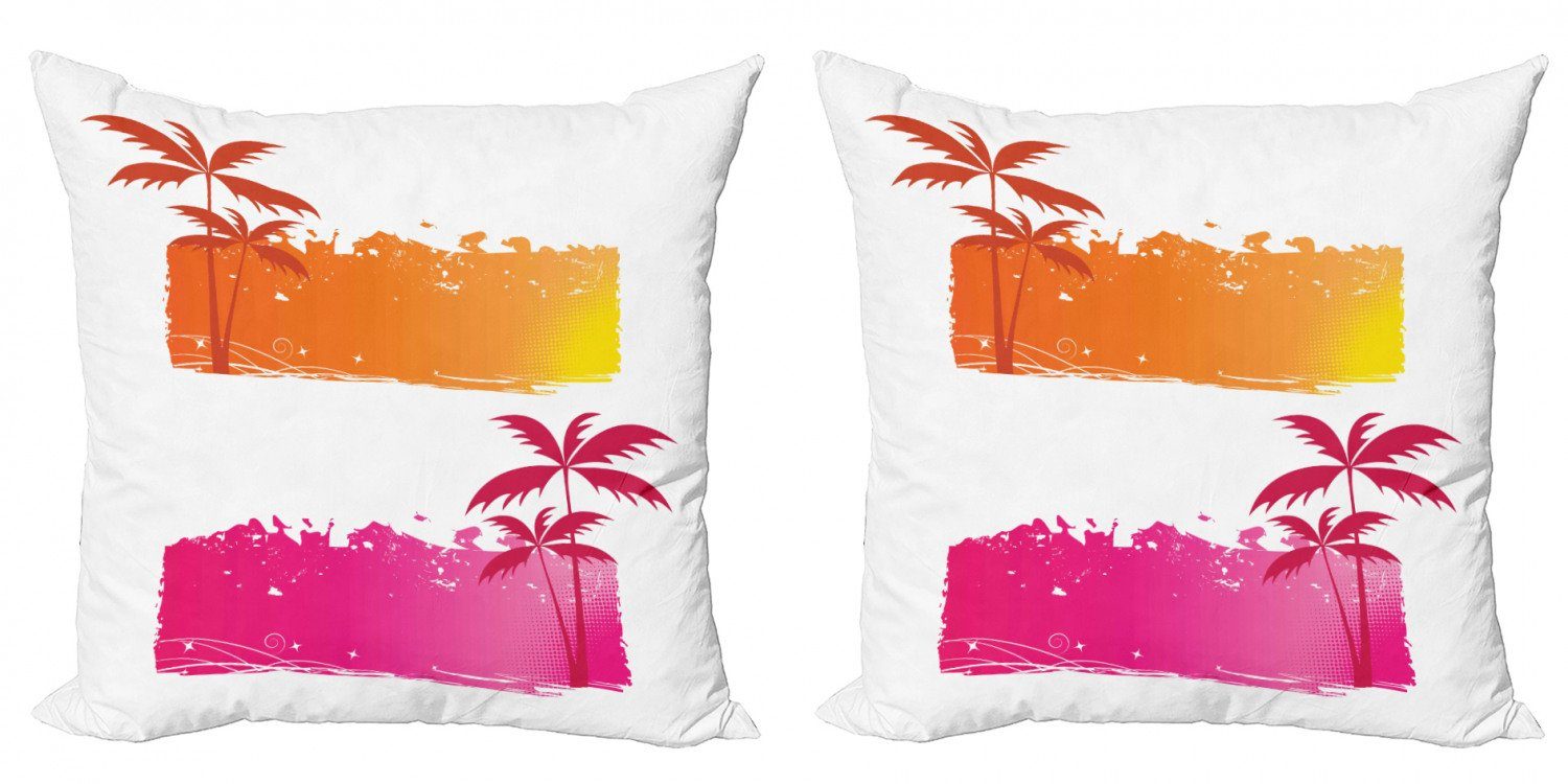 Modern Abakuhaus Tropical und Grunge Kissenbezüge Accent Digitaldruck, (2 Doppelseitiger Stück), Orange Rosa