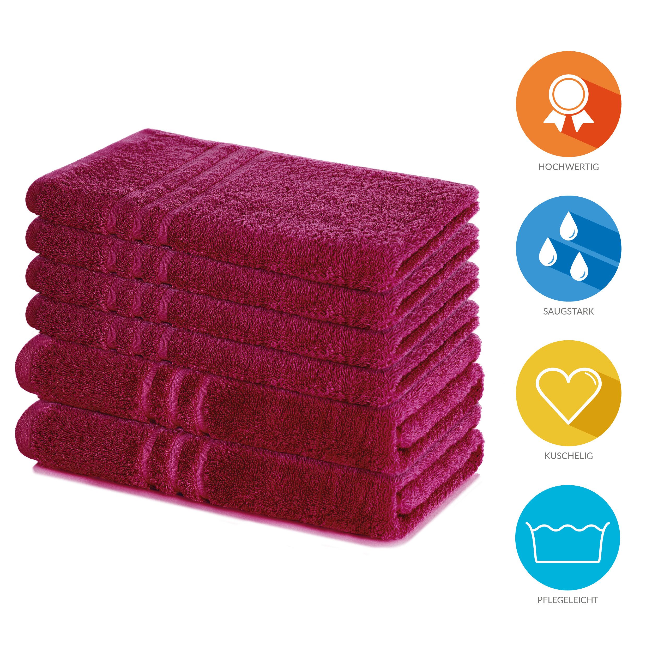 Lavea Handtuch Set Elena, Duschtücher, Handtücher, Gästetücher, Waschhandschuhe, 100% Baumwolle (Set, 6-St), Frottierserie, weich & saugstark, pflegeleicht, 500 g/m² Frottier